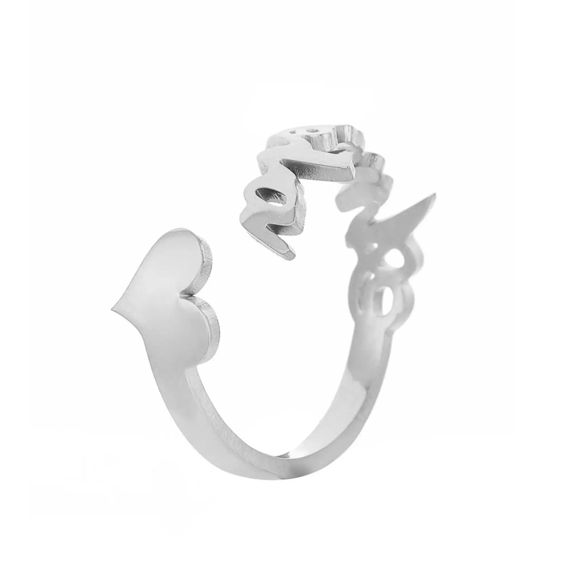 Personalized Stainless Steel Cut Name Ring Private Name - MJ003 steel color - 7