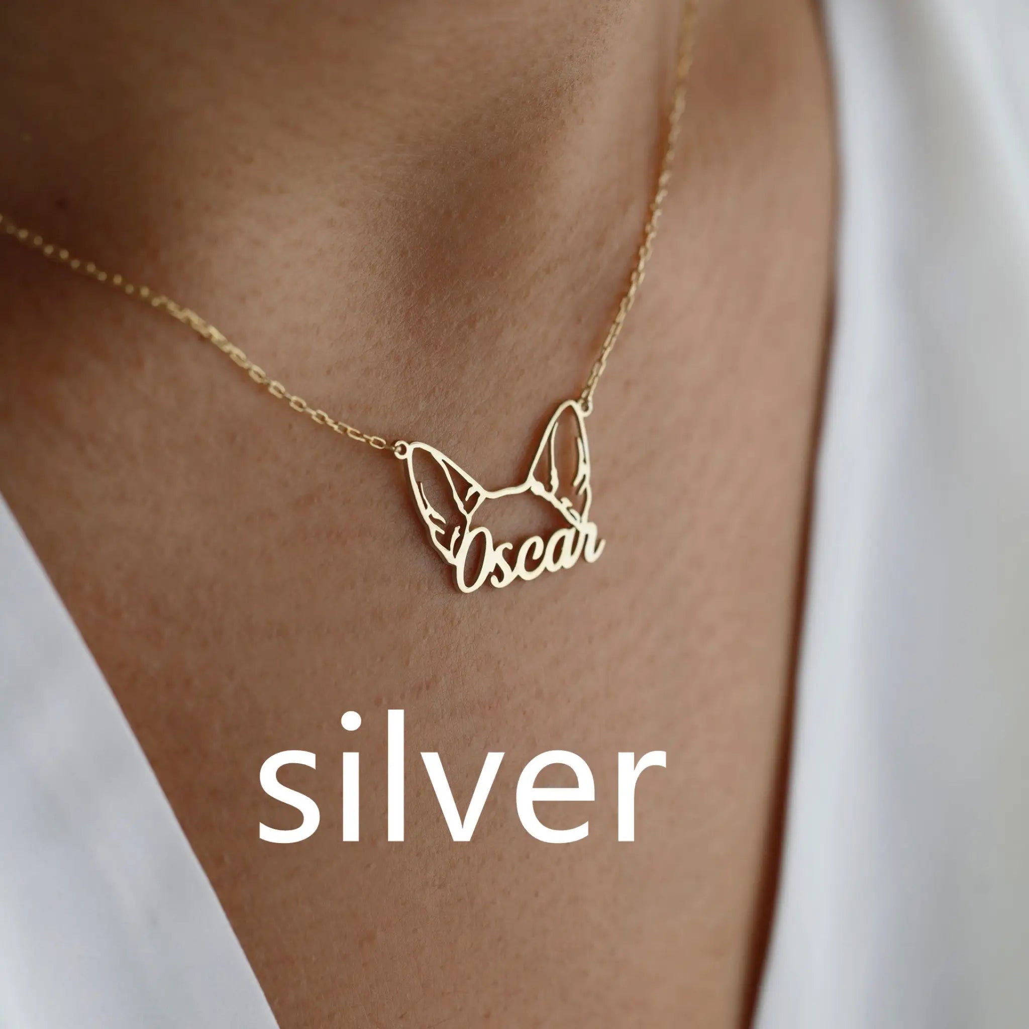 Personalized Stainless Steel DIY Cat And Dog Pet Name Necklace - Steel color / E27 - 7
