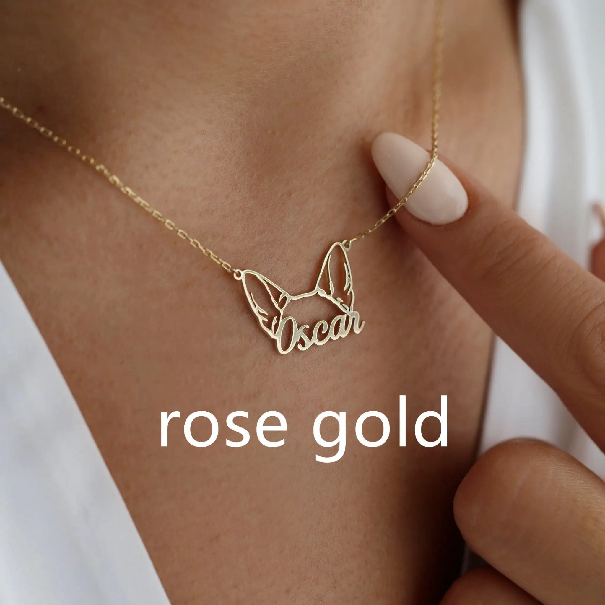 Personalized Stainless Steel DIY Cat And Dog Pet Name Necklace - Rose Gold / E18 - 7