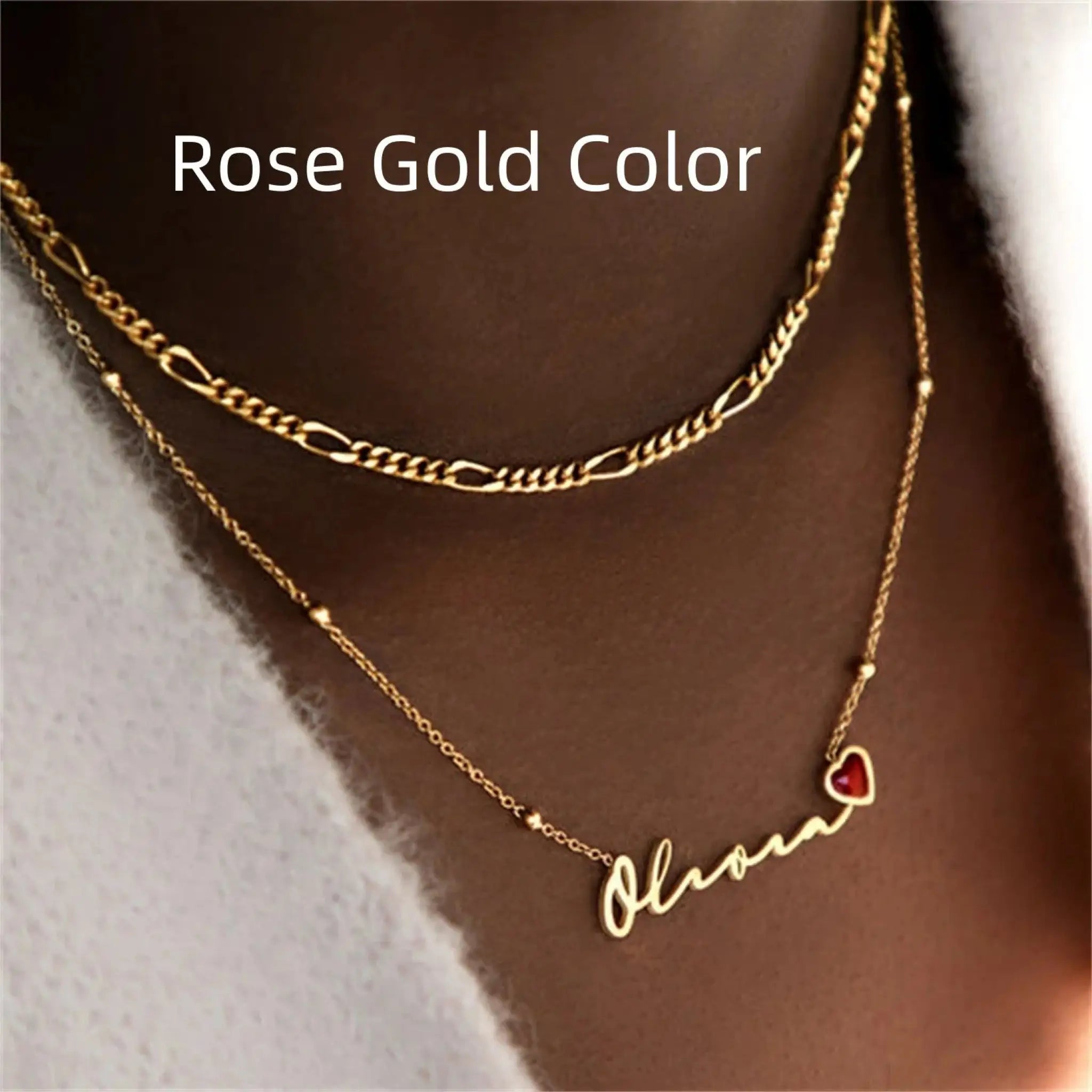Personalized Stainless Steel Necklace For Women - Rose Gold Color - 7