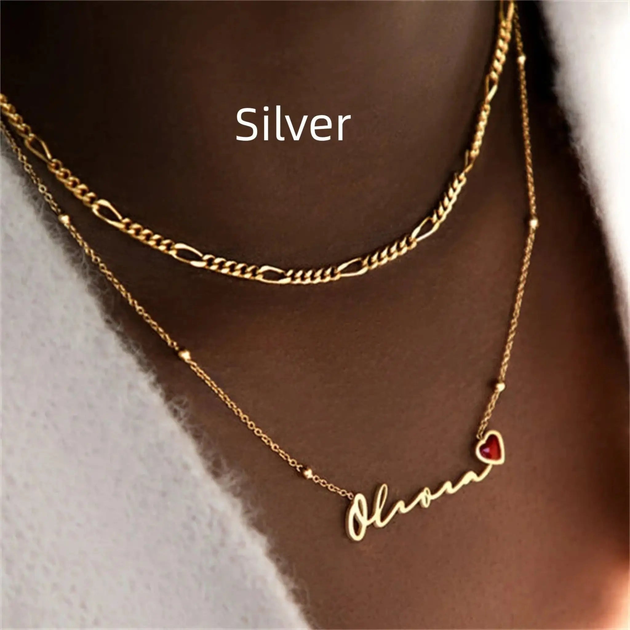 Personalized Stainless Steel Necklace For Women - Silver - 7