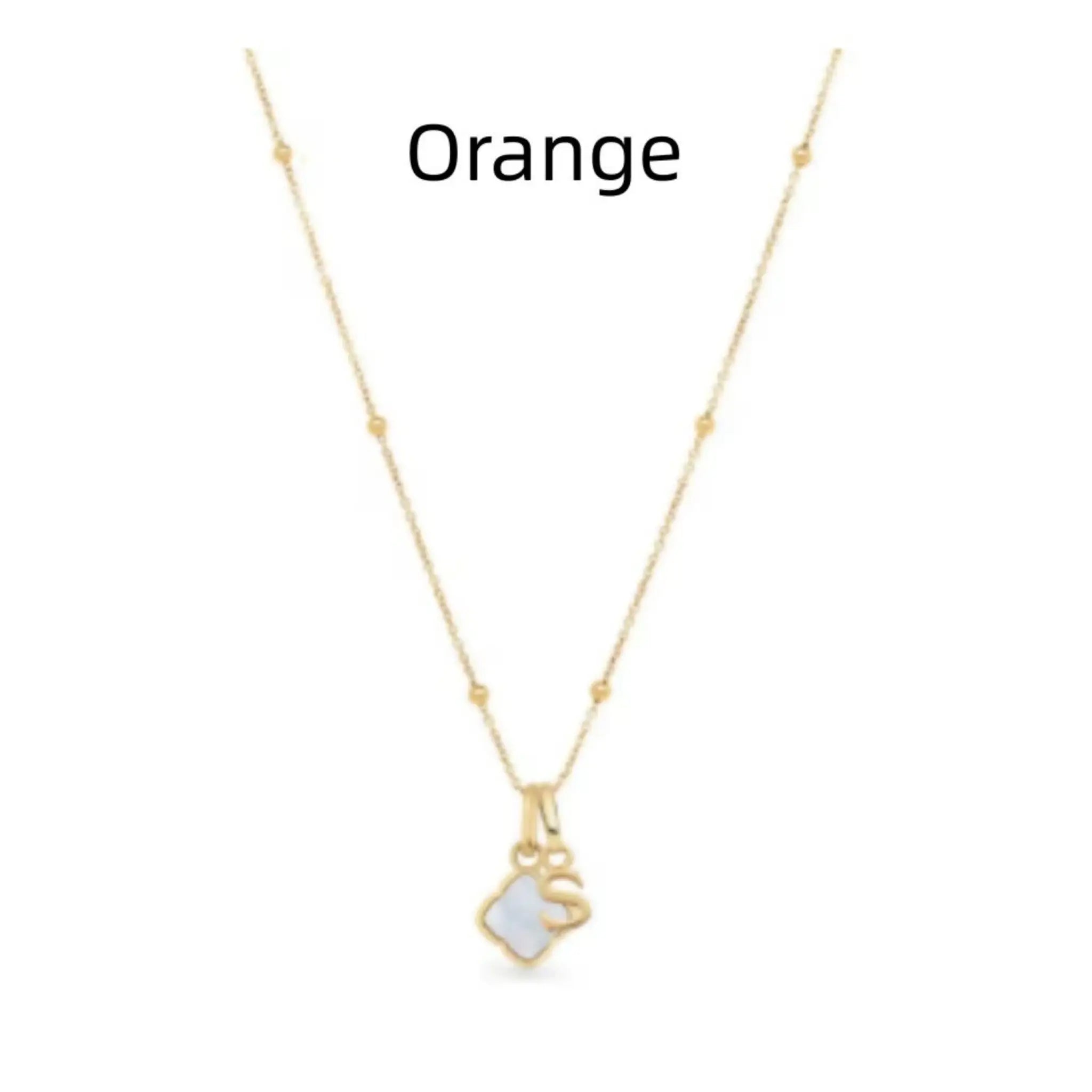 Personalized Stainless Steel Shell Necklace - Orange - 7