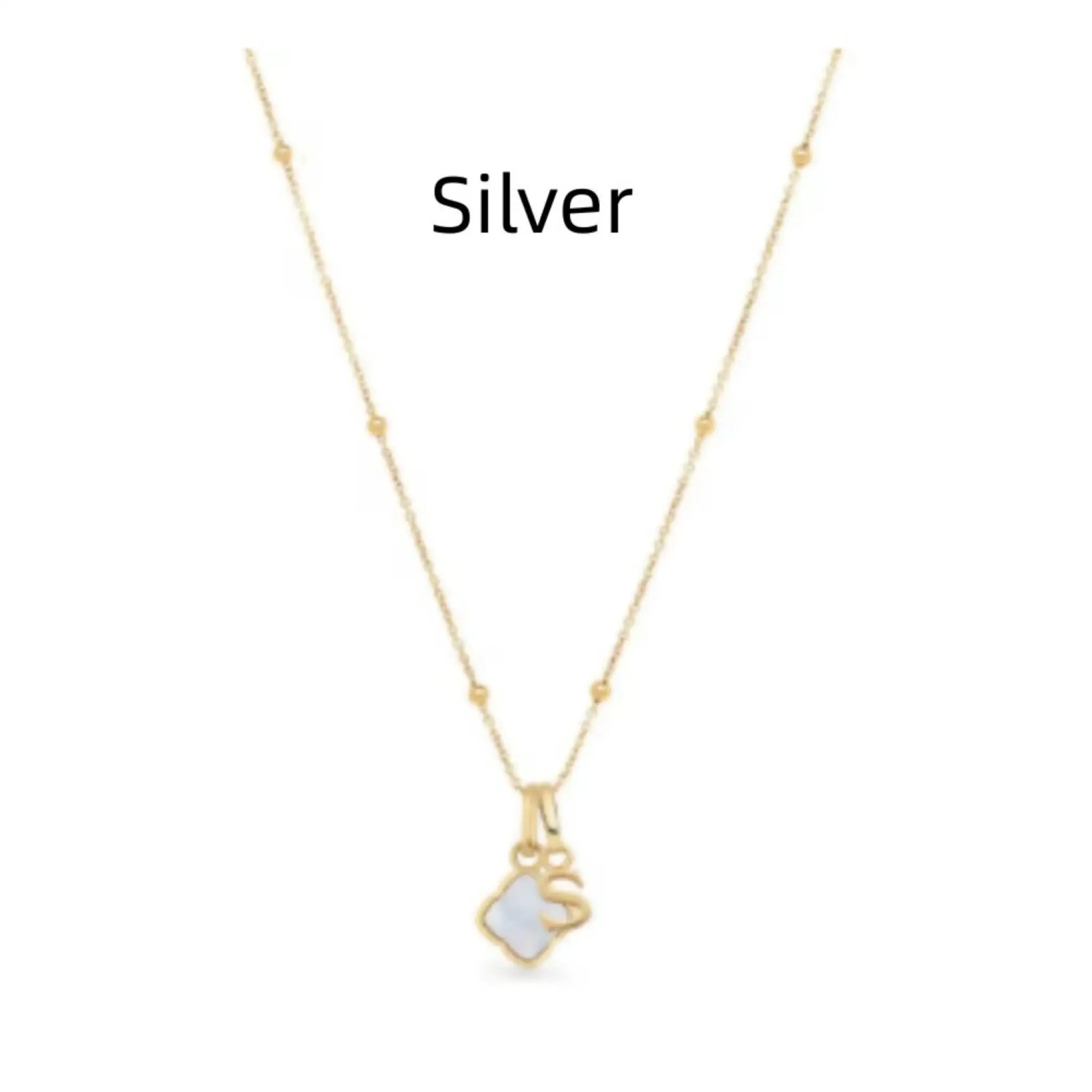Personalized Stainless Steel Shell Necklace - Silver - 7