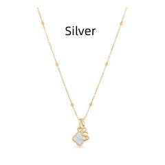 Personalized Stainless Steel Shell Necklace - Silver - 7