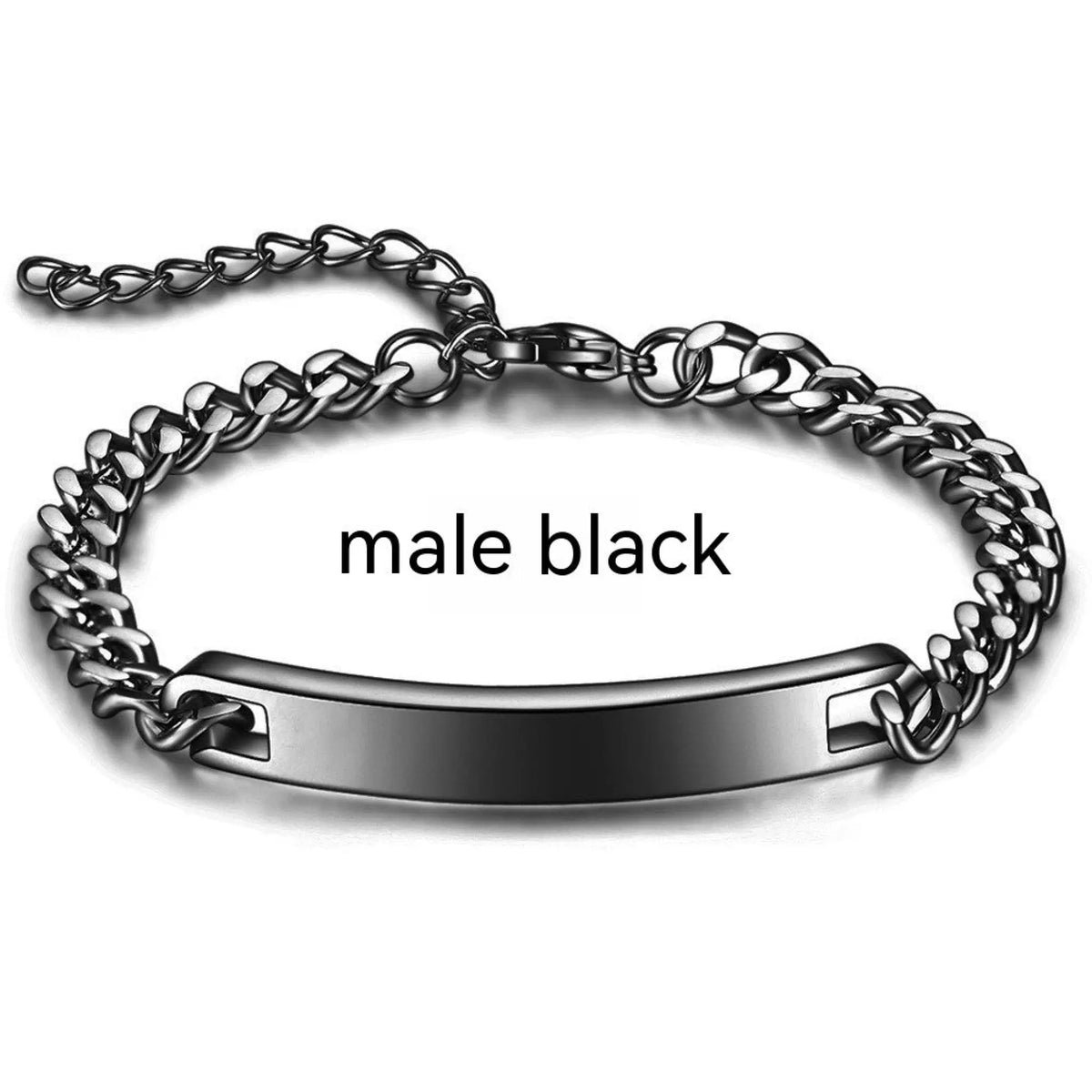 Personalized Titanium Steel Bracelet With Engraved Slogans - Mens Black - 7