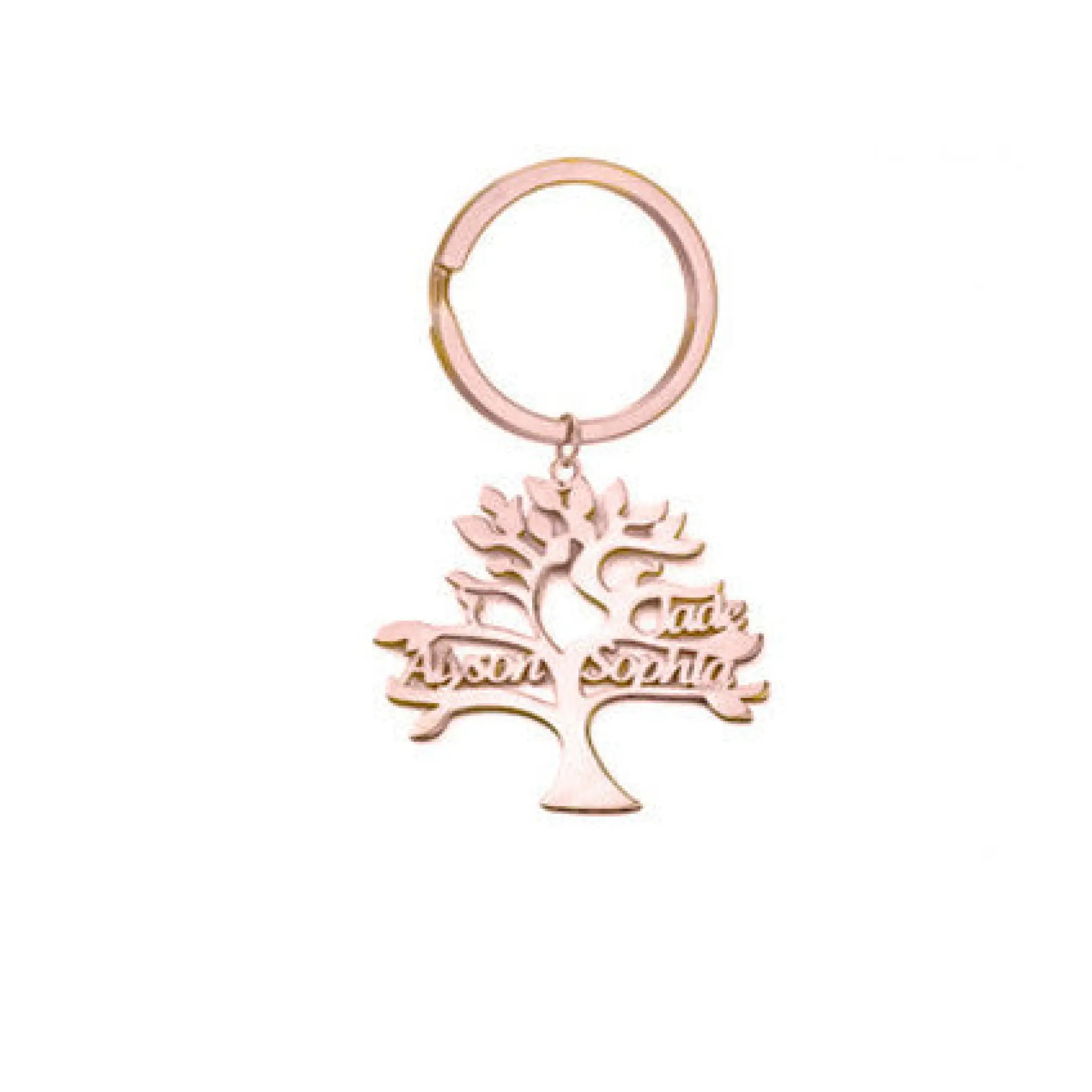 Personalized Tree Of Life Name Stainless Steel Keychain - Rose Gold / 1Name - 7