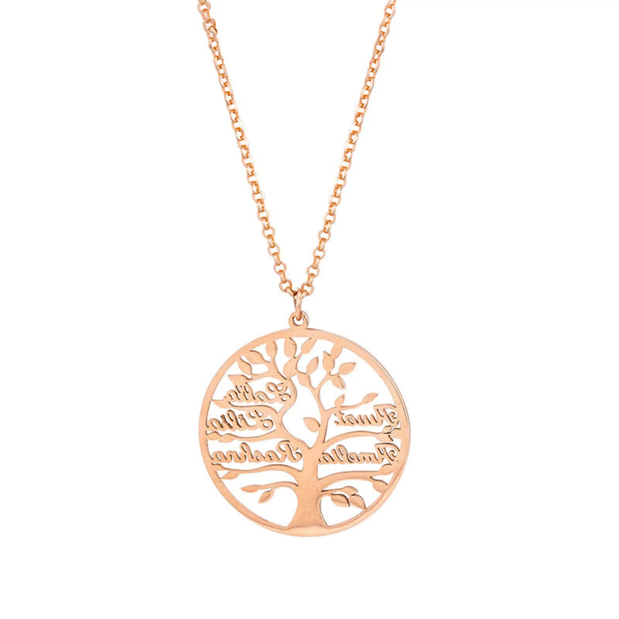 Personalized Tree Of Life Shape Titanium Name Necklace - Rose Gold - 7