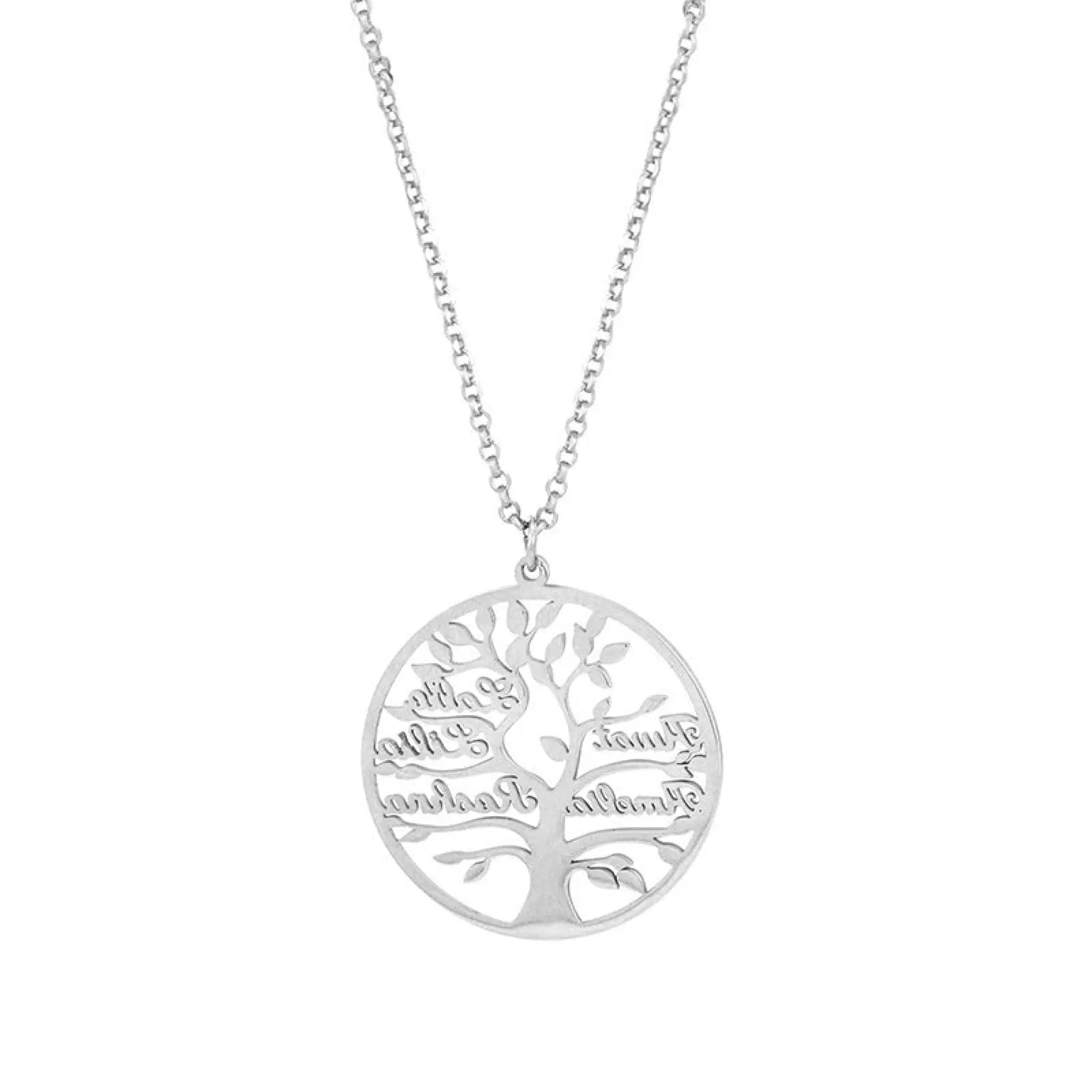 Personalized Tree Of Life Shape Titanium Name Necklace - Steel - 7