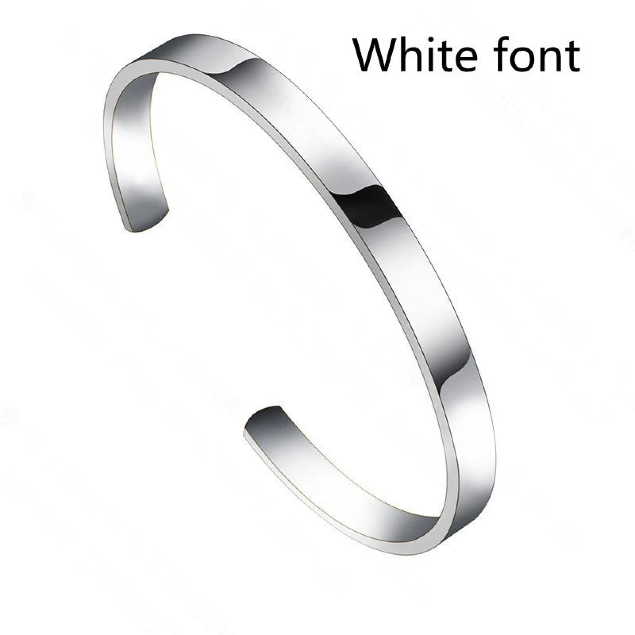 Personalized Versatile C-shaped 6mm Stainless Steel Smooth Bracelet For Women - Steel white font / Single sided