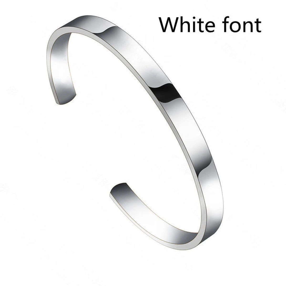 Personalized Versatile C-shaped 6mm Stainless Steel Smooth Bracelet For Women - Steel white font / Single sided