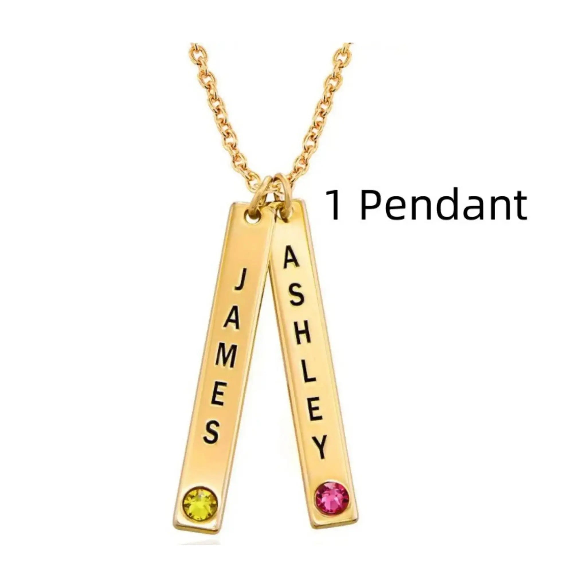 Personalized Vertical Necklace Mother’s Day Gift - Gold / 1 Pendant - 7