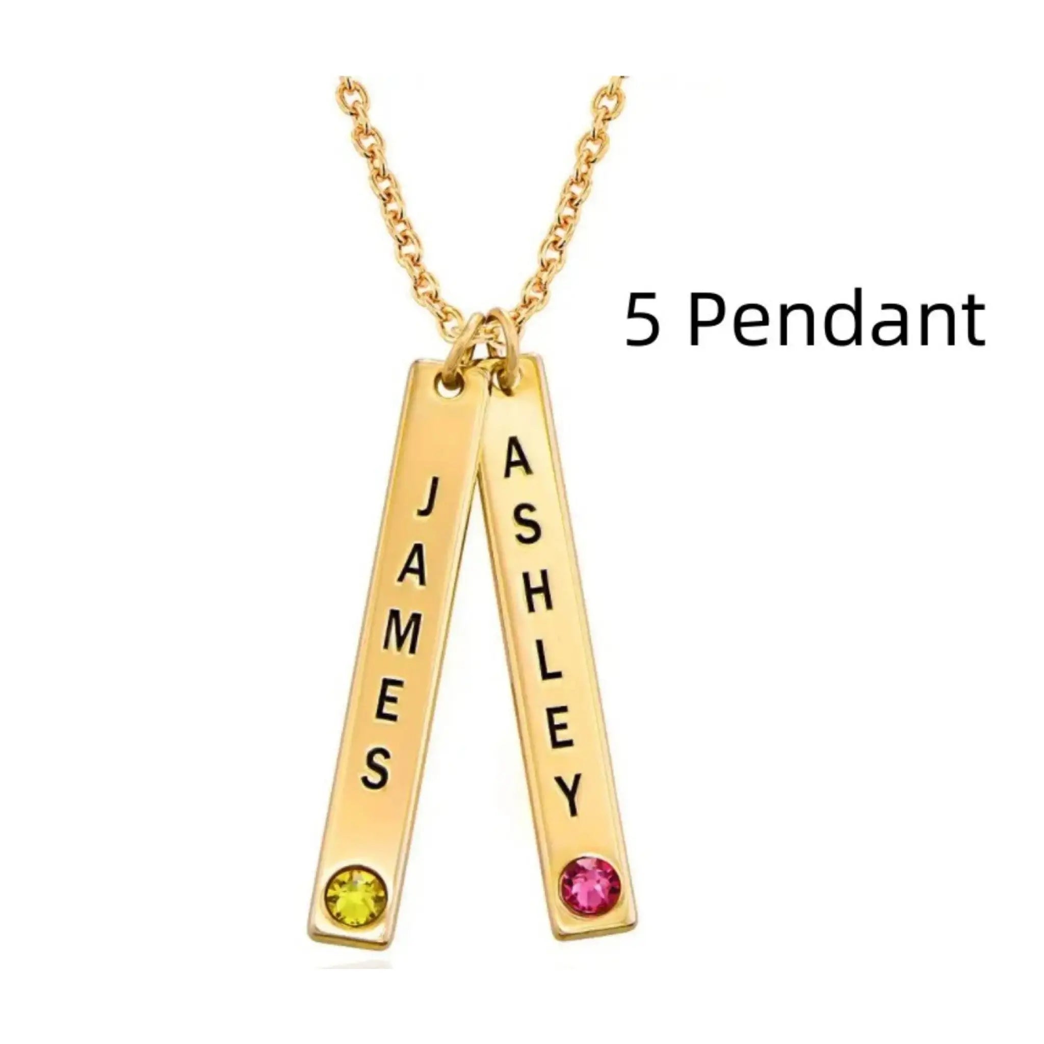 Personalized Vertical Necklace Mother’s Day Gift - Gold / 5 Pendant - 7