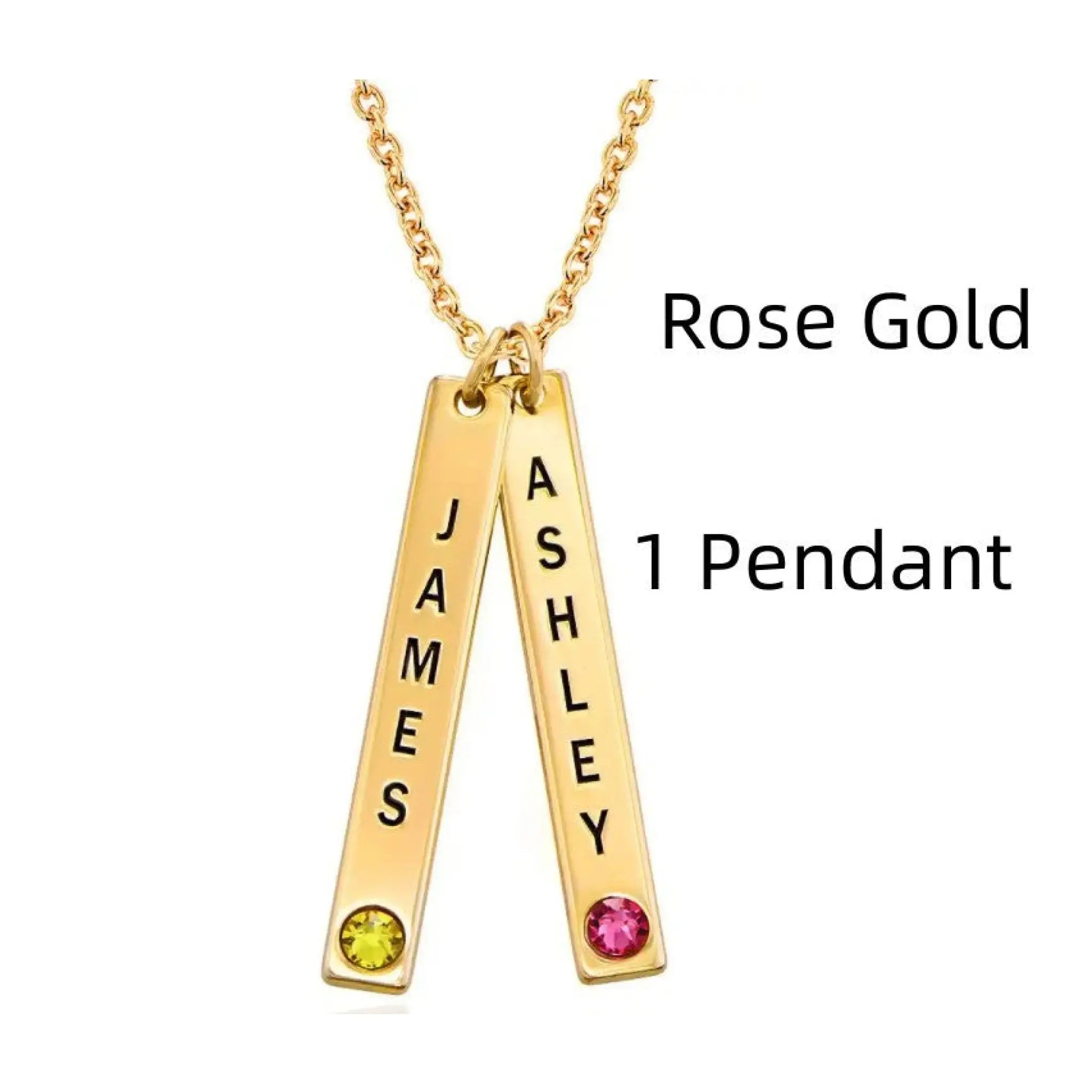 Personalized Vertical Necklace Mother’s Day Gift - Rose Gold / 1 Pendant - 7