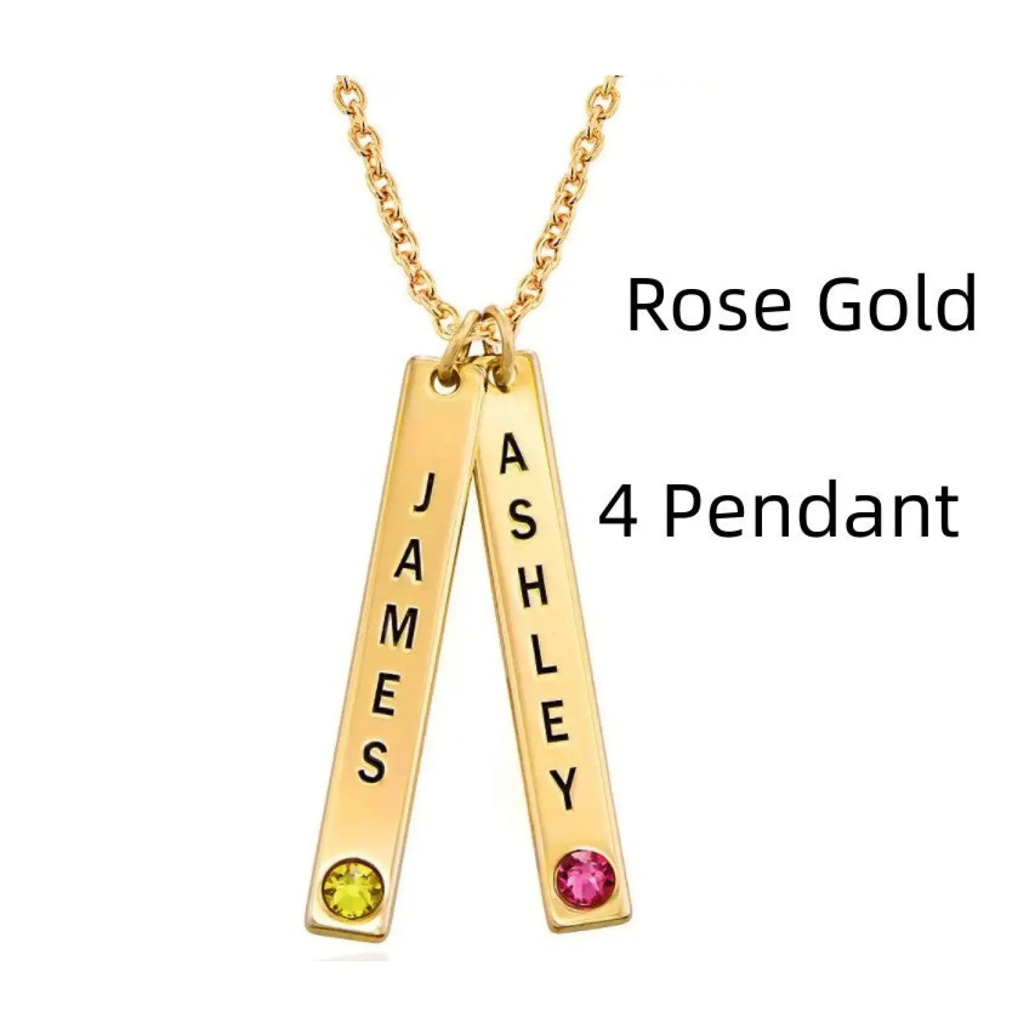 Personalized Vertical Necklace Mother’s Day Gift - Rose Gold / 4 Pendant - 7