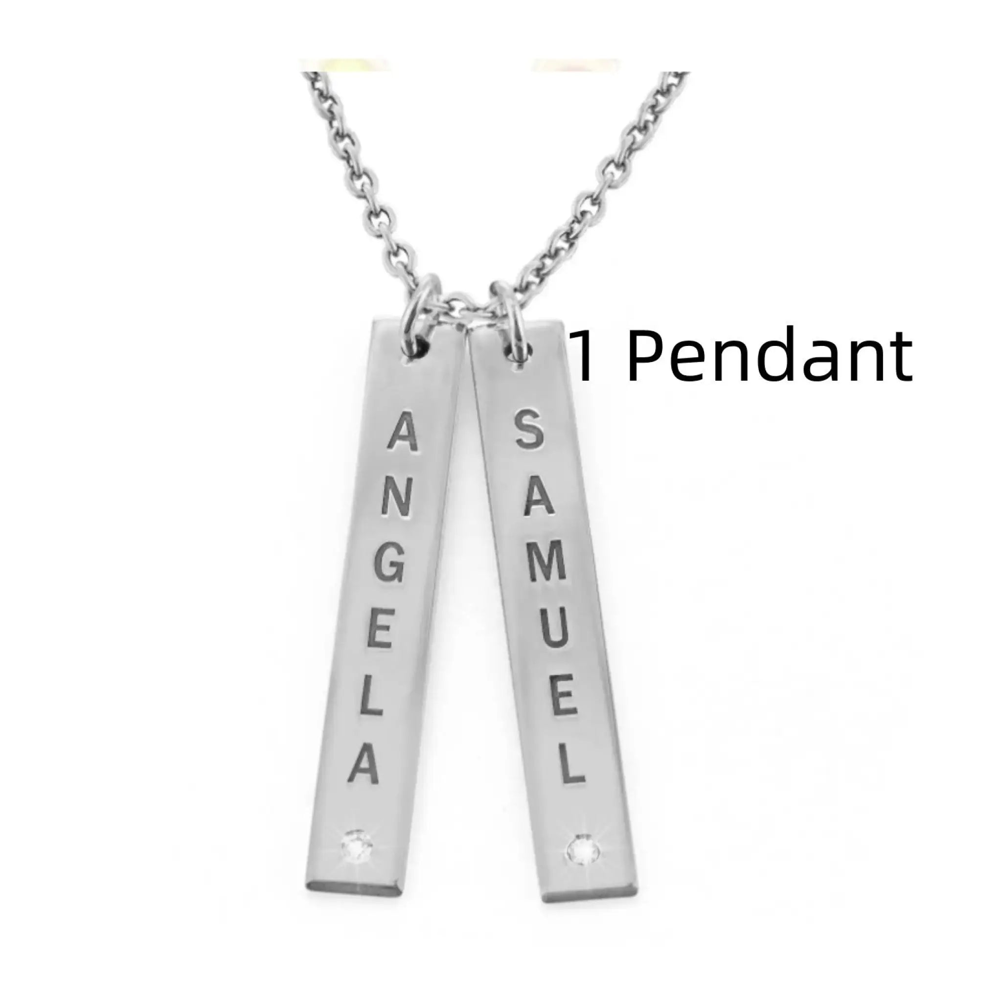 Personalized Vertical Necklace Mother’s Day Gift - Silver / 1 Pendant - 7
