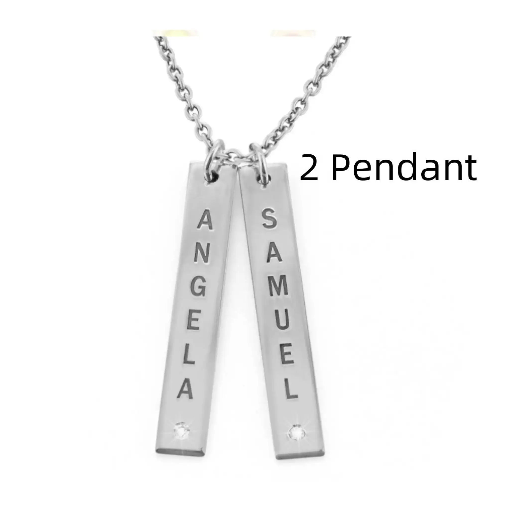 Personalized Vertical Necklace Mother’s Day Gift - Silver / 2 Pendant - 7