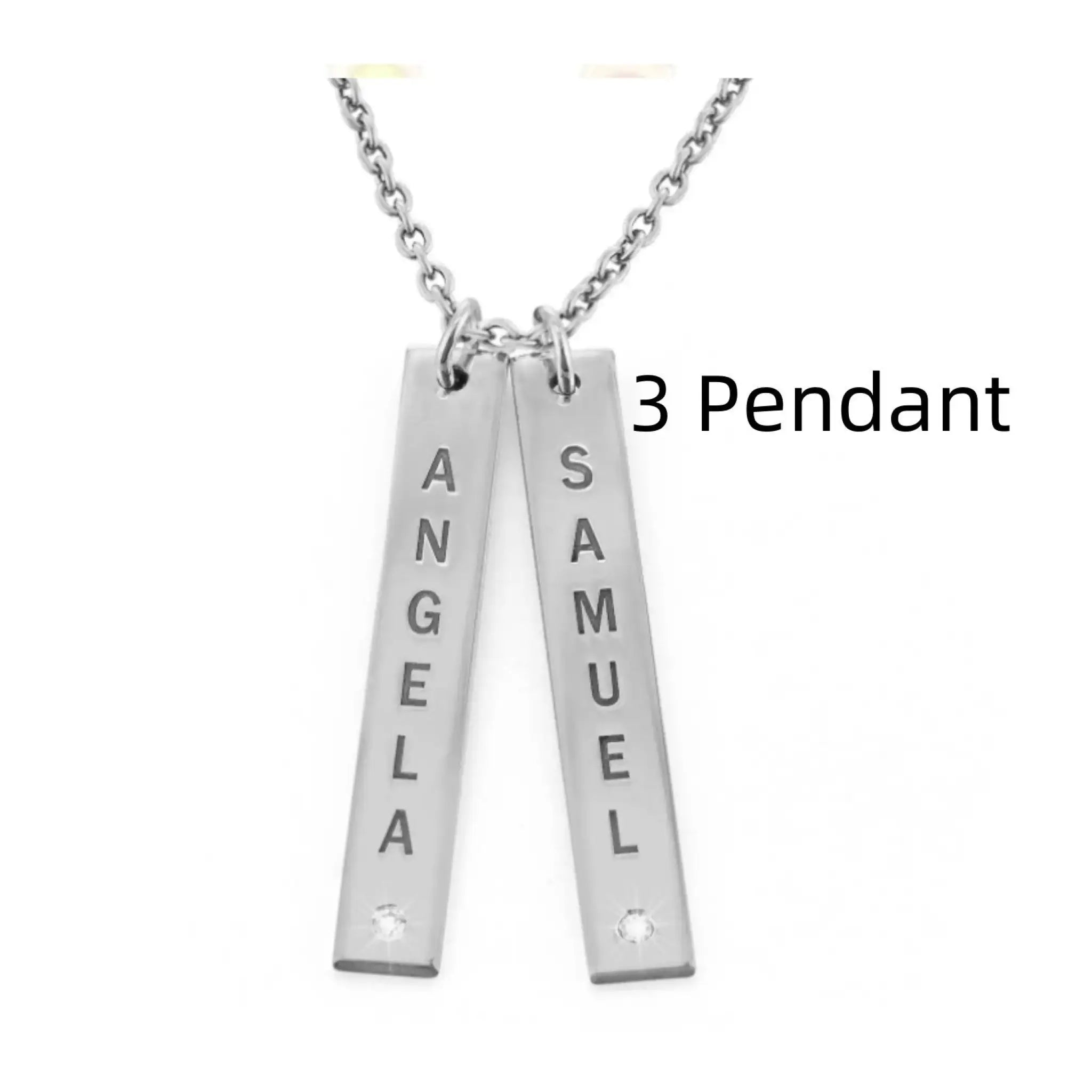 Personalized Vertical Necklace Mother’s Day Gift - Silver / 3 Pendant - 7