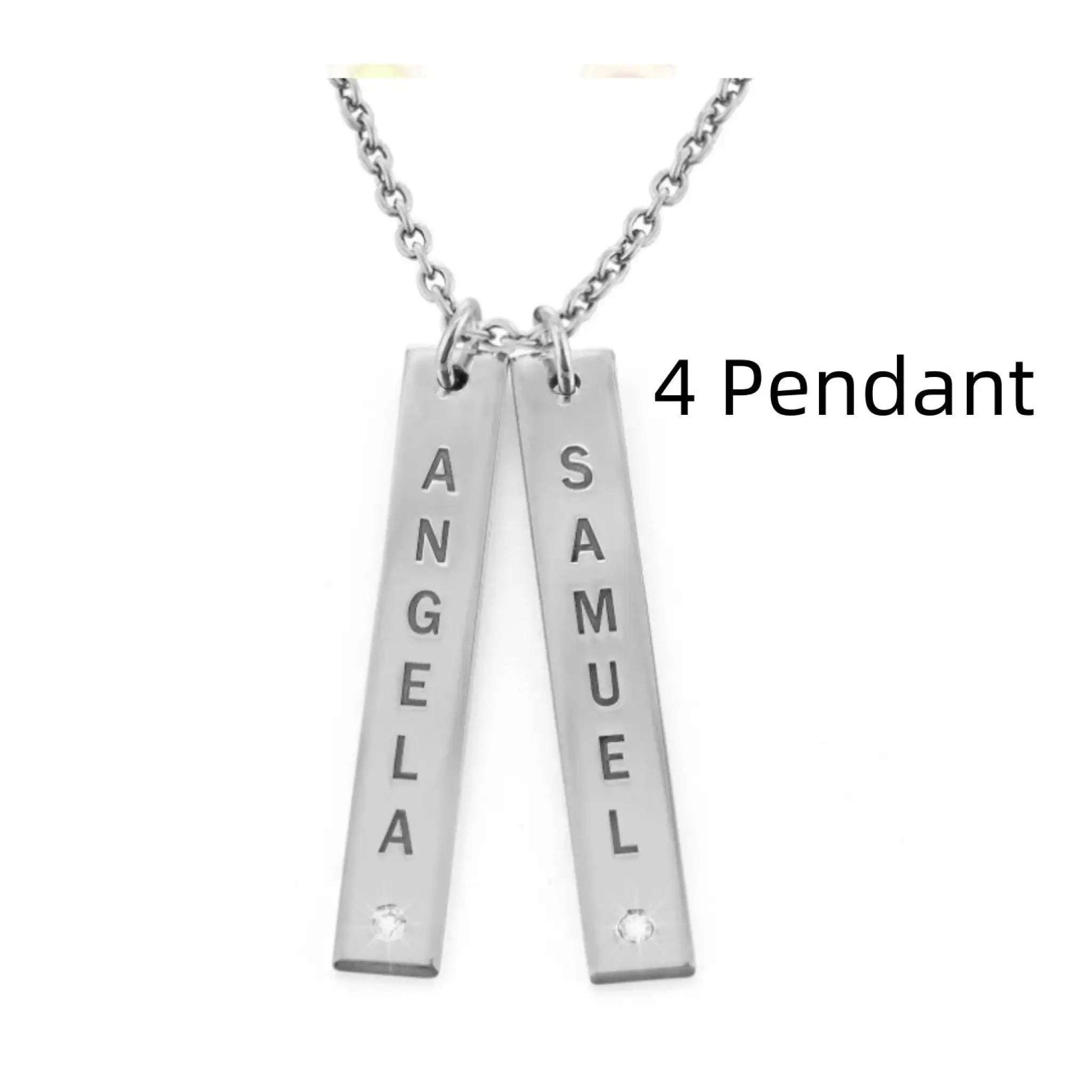 Personalized Vertical Necklace Mother’s Day Gift - Silver / 4 Pendant - 7