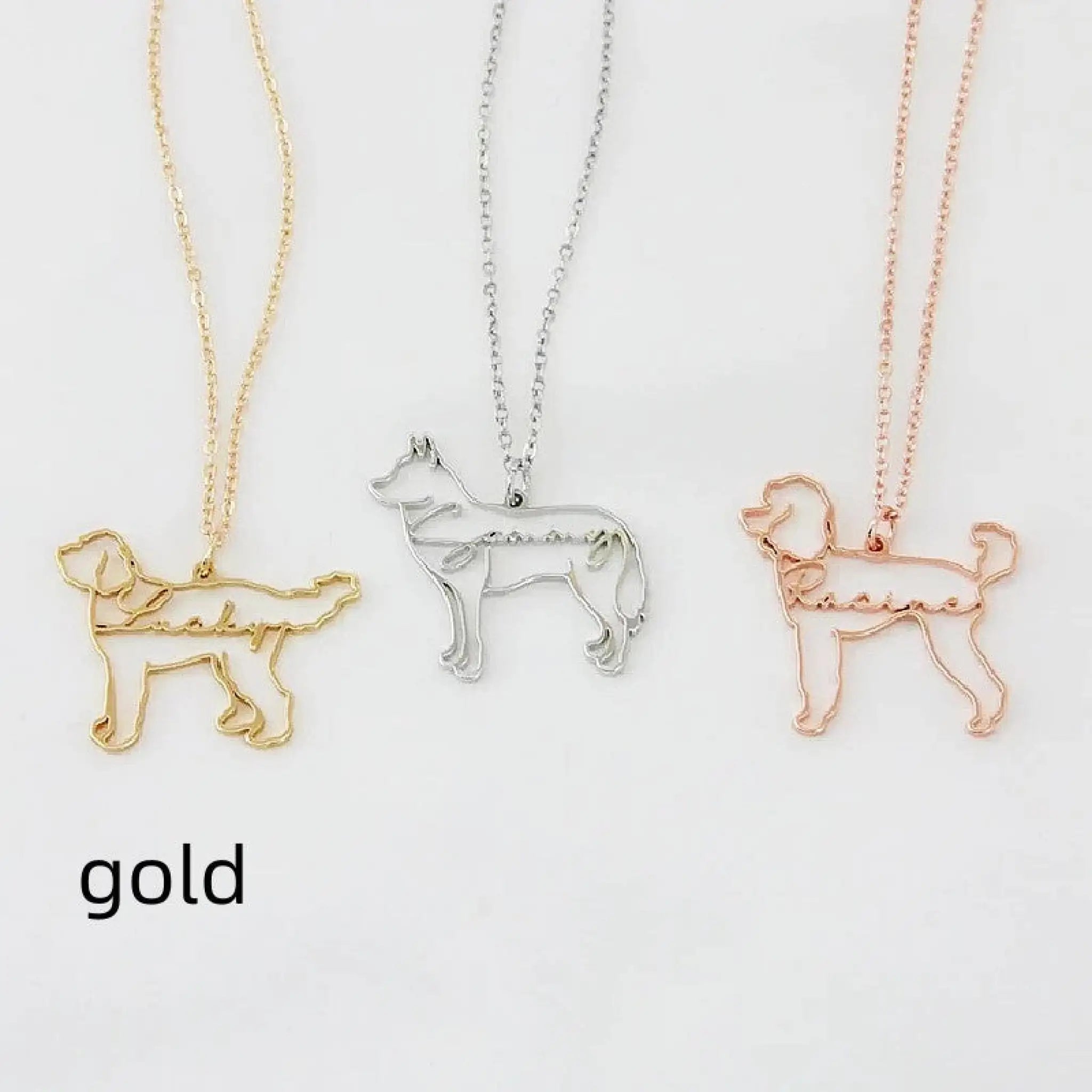 Pet Memorial Name Pendant – Engraved Necklace for Pet Lovers - Gold - Necklace