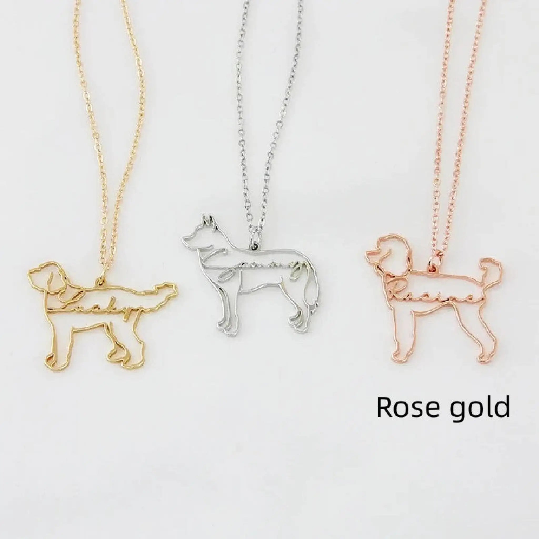 Pet Memorial Name Pendant – Engraved Necklace for Pet Lovers - Rose Gold - Necklace