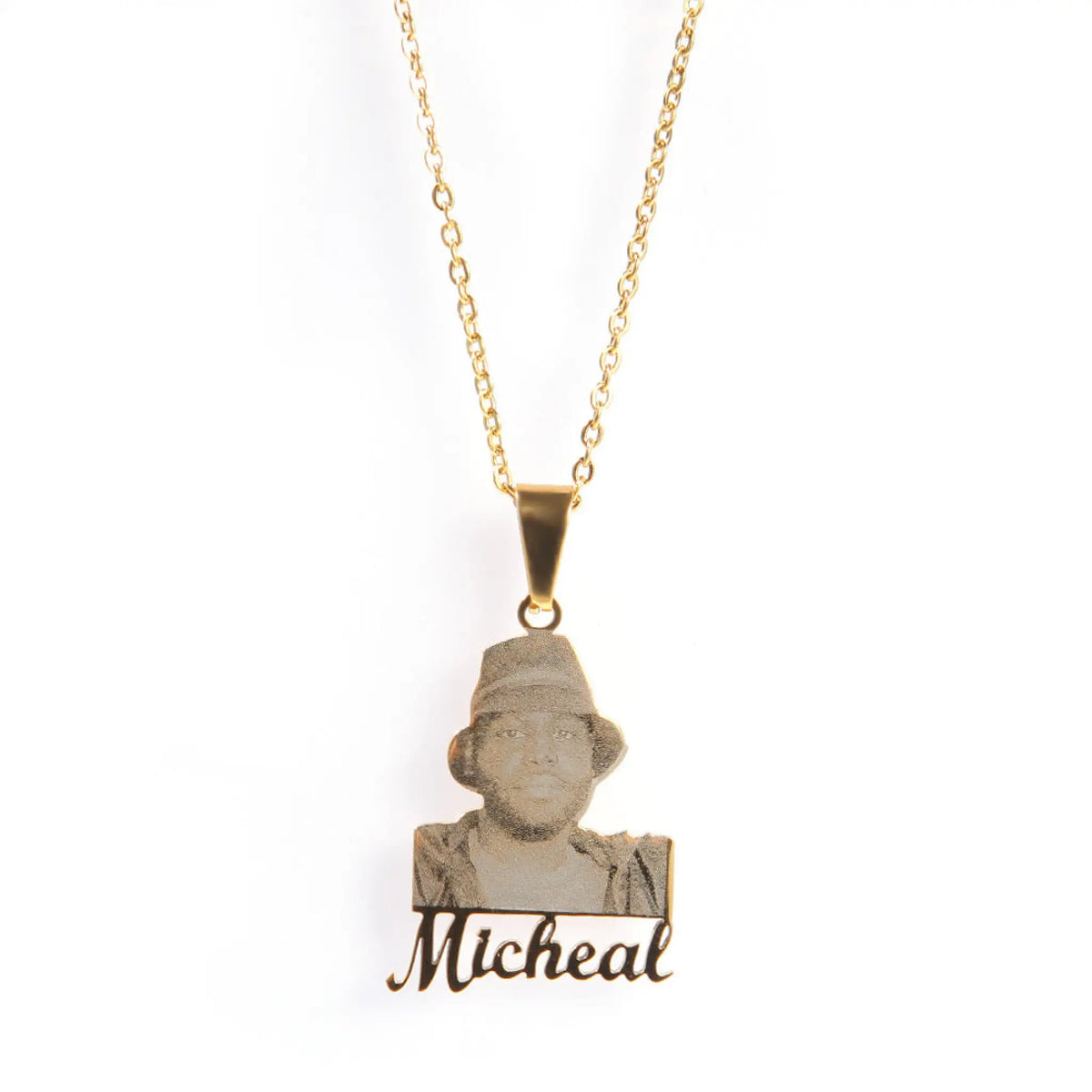 Photo Letter Stainless Steel Necklace Pendant - Gold - 7