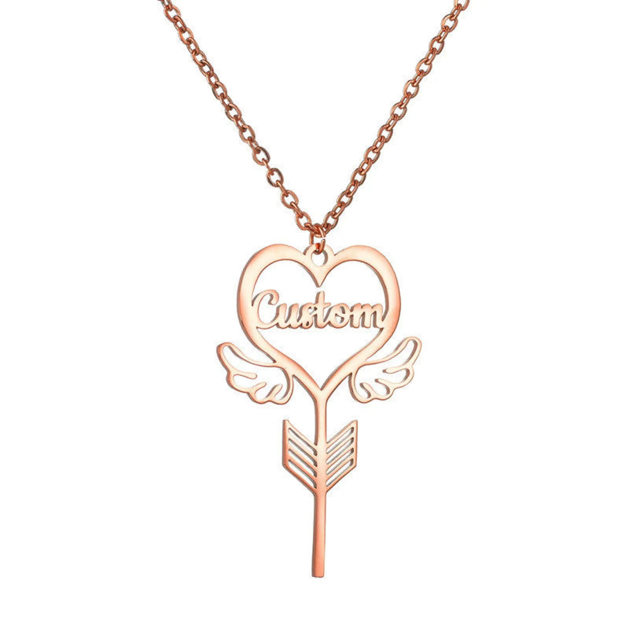 Popular Name Necklace Small Design Sense Love Butterfly Shape Key Pendant Necklace Gift - Rose Gold / Love - 7