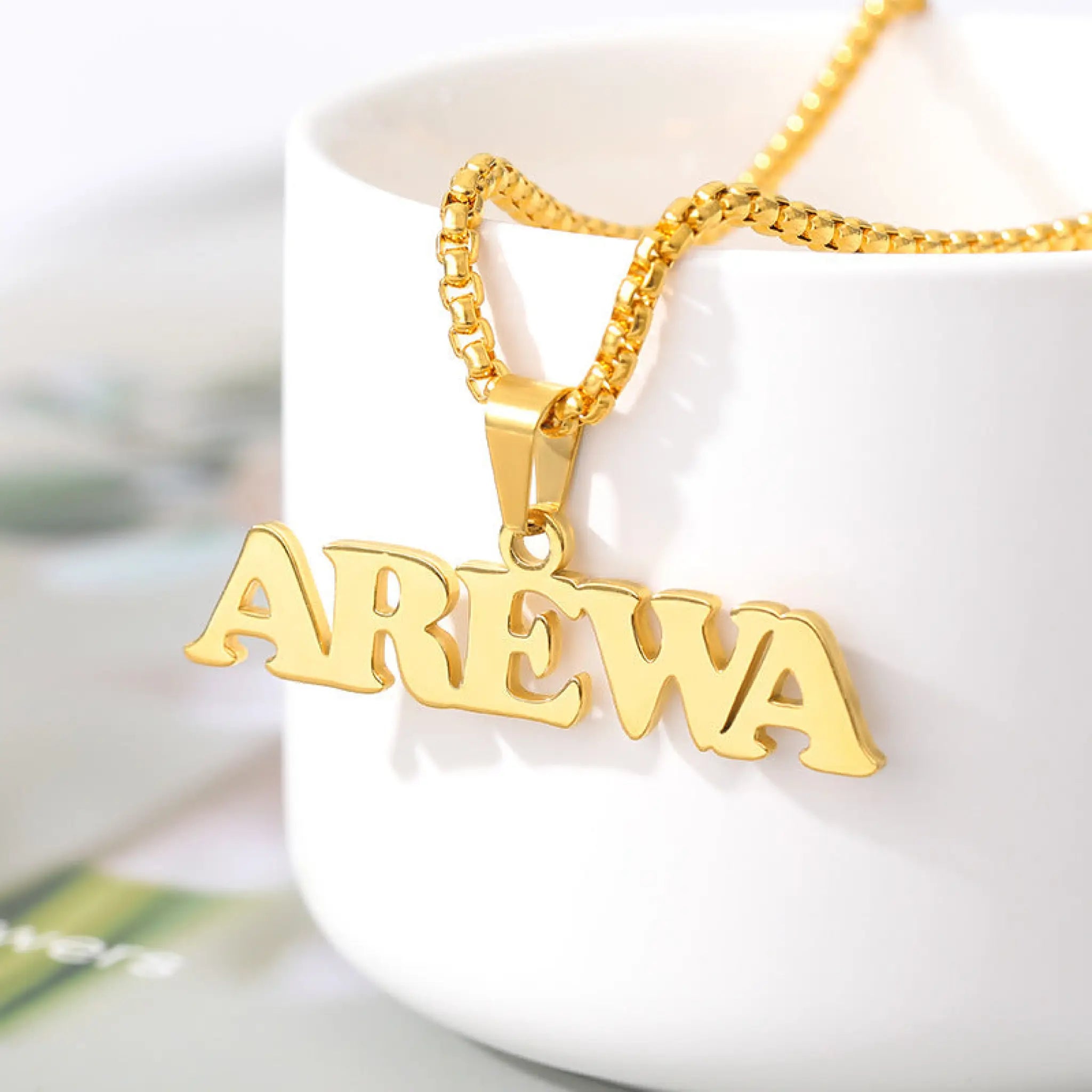 Rock Style Bead Chain Signature Personalized Name Necklace Personalized Pendant - 7