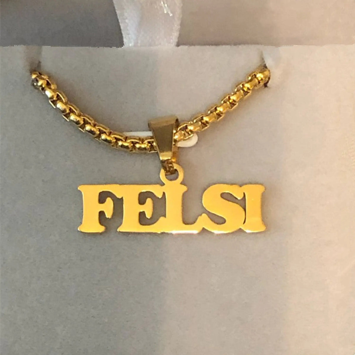 Rock Style Bead Chain Signature Personalized Name Necklace Personalized Pendant - 18K gold plated - 7