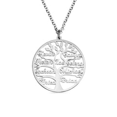 Rose Gold Family Tree Name Necklace Tree Of Life Stainless Steel Customised Necklace - 7