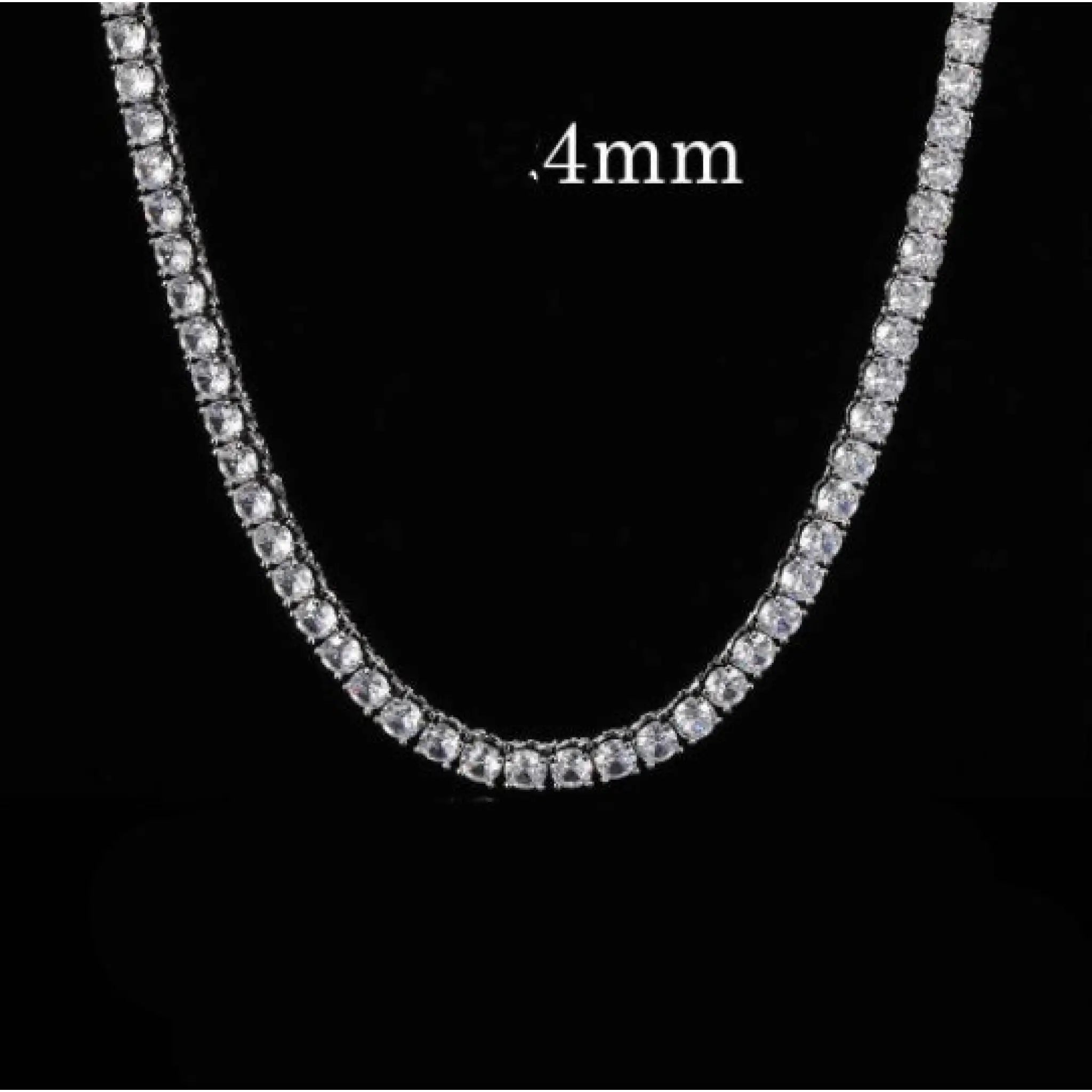 Round Photo Pendant Microset Zircon Men’s Necklace - White Gold Large / Tennis chain / 18inchX 4mm - 7