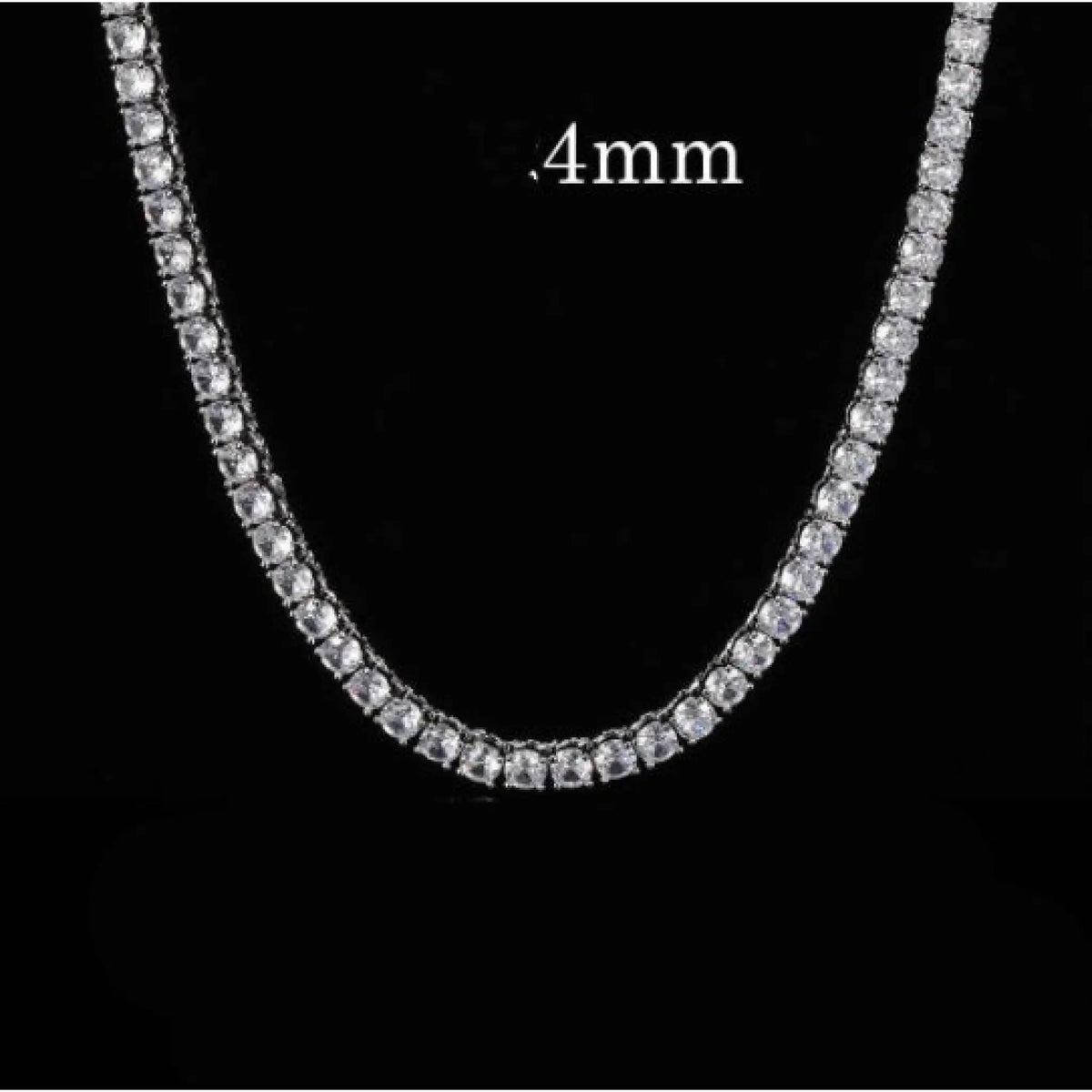 Round Photo Pendant Microset Zircon Men’s Necklace - White Gold Large / Tennis chain / 18inchX 4mm - 7
