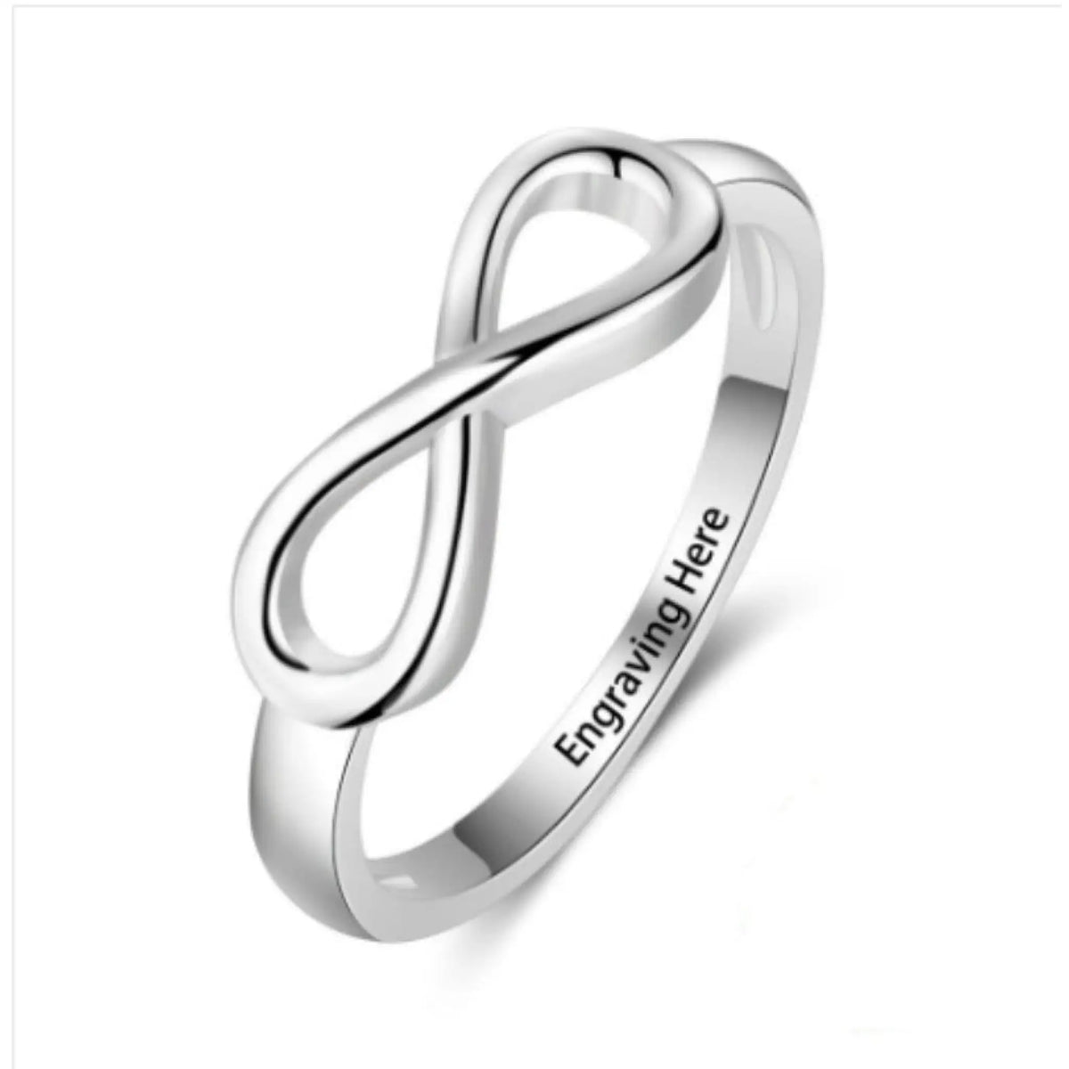 S925 Infinite Symbol Jewelry Personalized Name Carving Ring Ornament - White Gold Color / No5 - 7