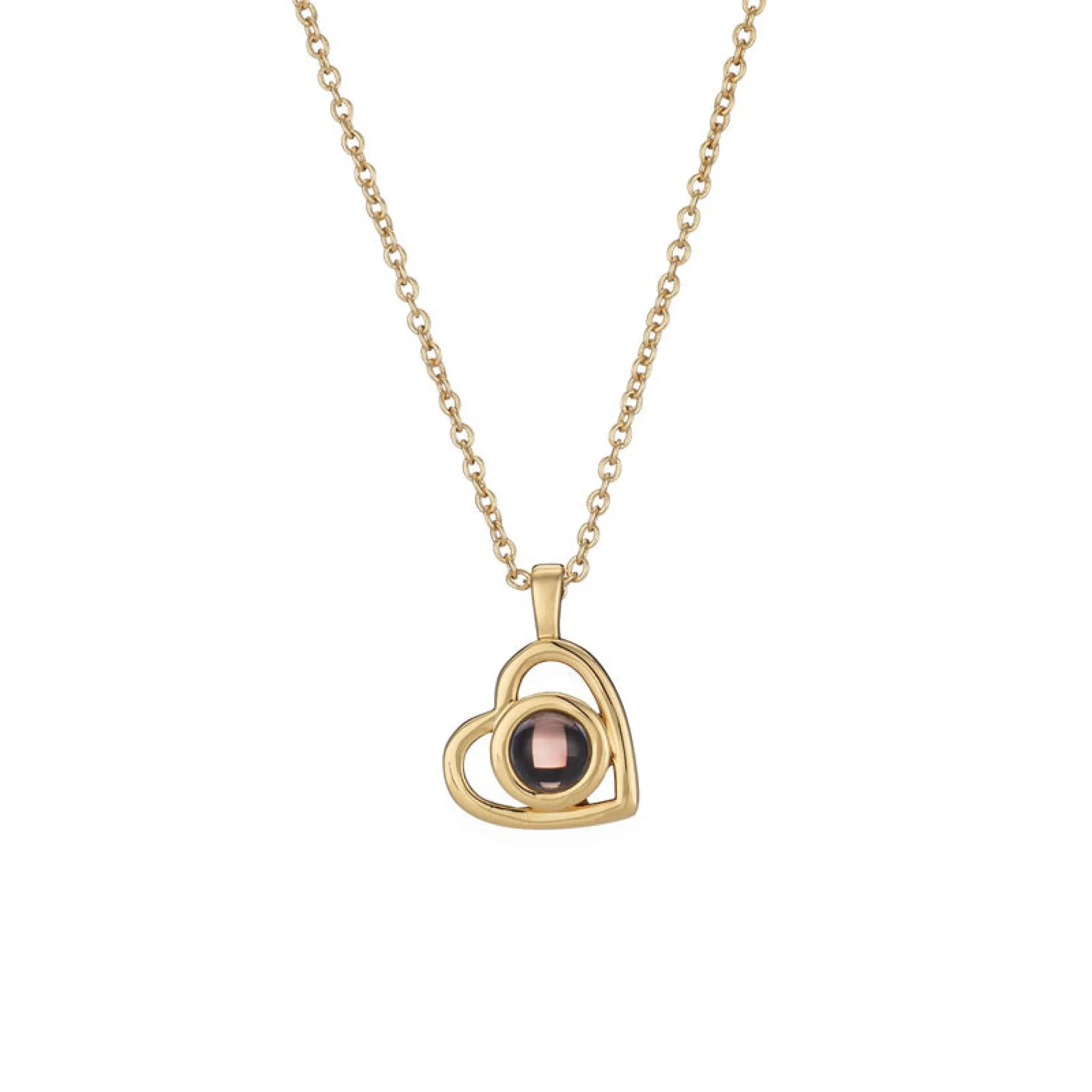 S925 Silver Romantic Colorful Photo Projection Necklace Heart Shaped Pendant Necklace - 7