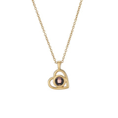 S925 Silver Romantic Colorful Photo Projection Necklace Heart Shaped Pendant Necklace - 7