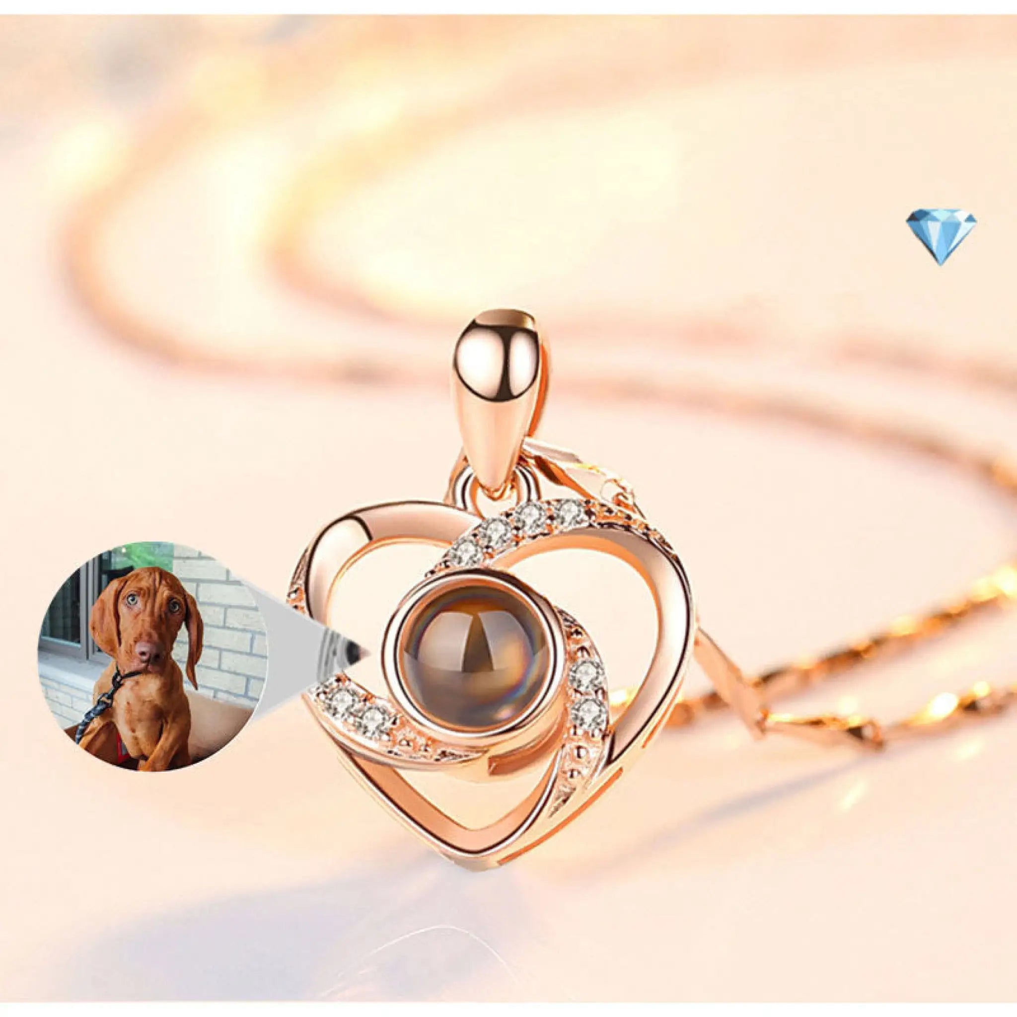 S925 Silver Romantic Colorful Photo Projection Necklace Heart Shaped Pendant Necklace - 7