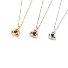 S925 Silver Romantic Colorful Photo Projection Necklace Heart Shaped Pendant Necklace - 7