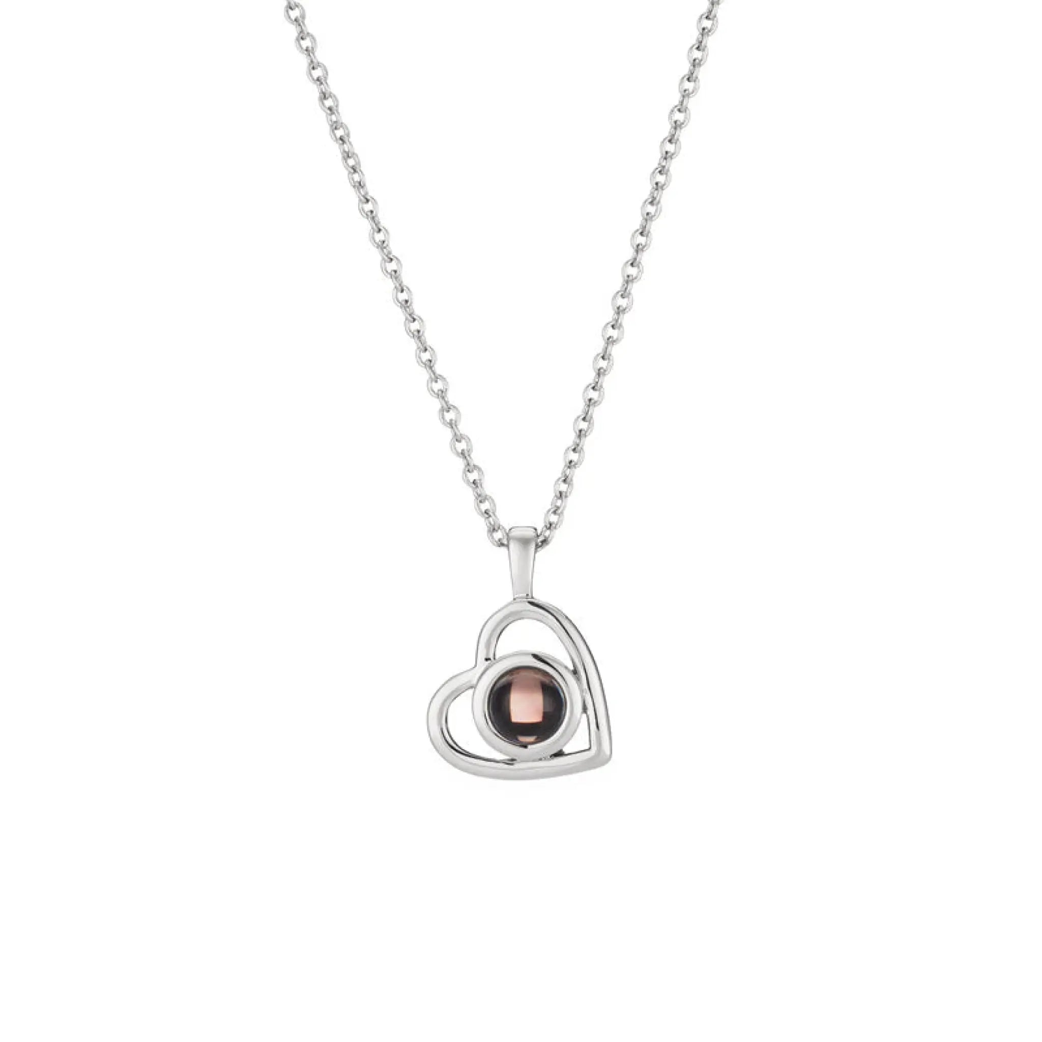 S925 Silver Romantic Colorful Photo Projection Necklace Heart Shaped Pendant Necklace - 7