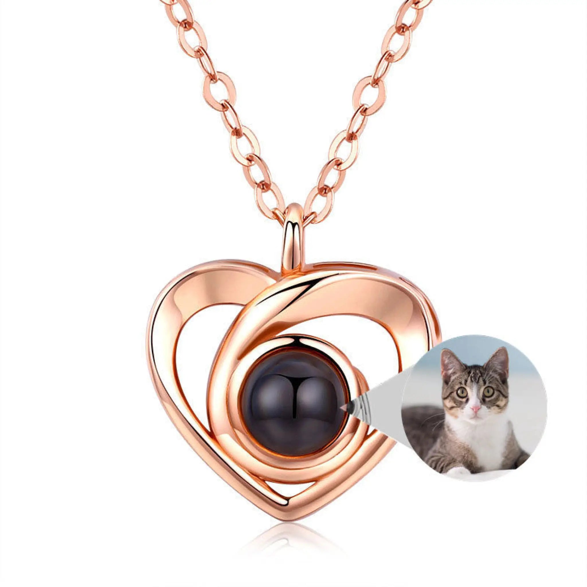 S925 Silver Romantic Photo Projection Necklace Heart Shaped Pendant Necklace - 7