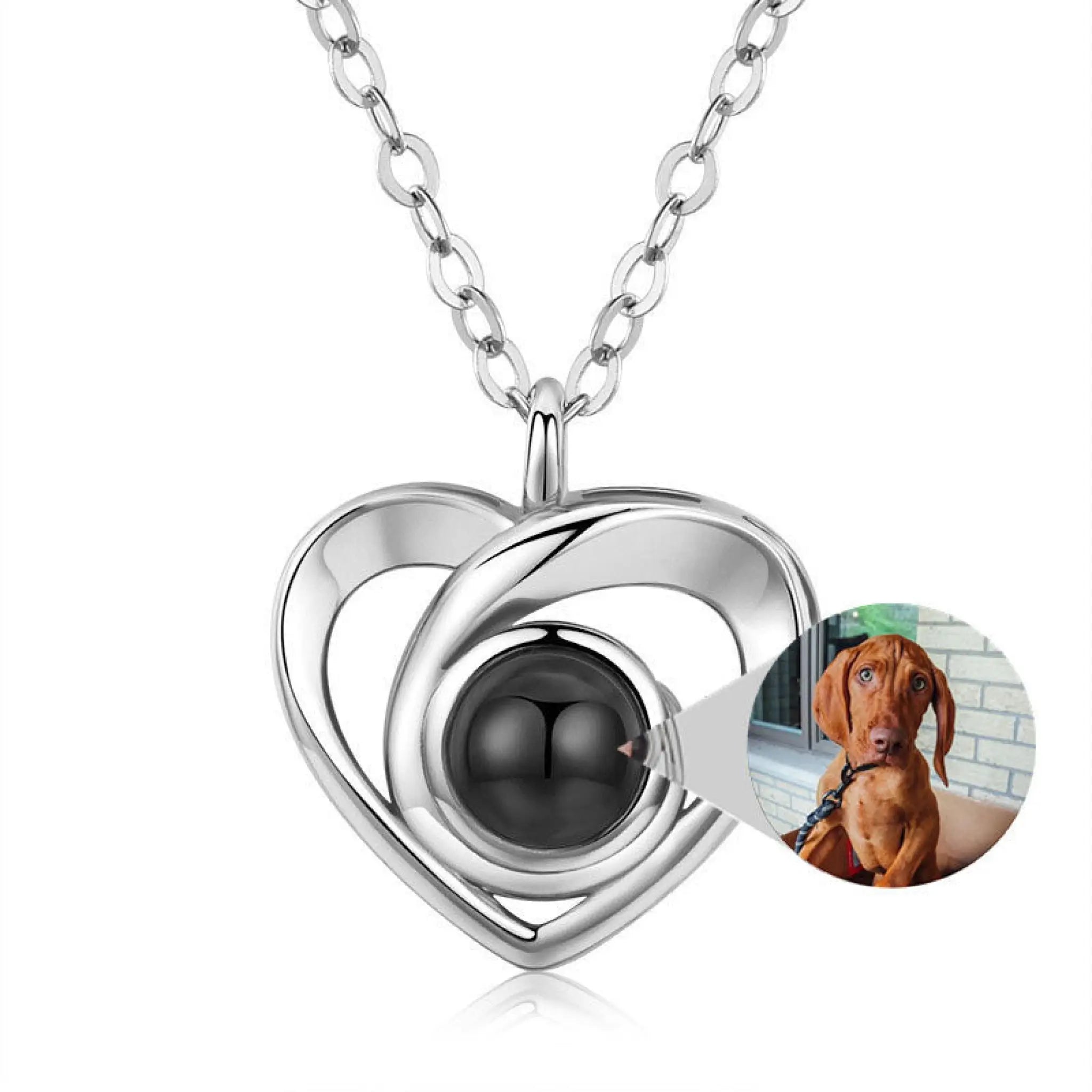 S925 Silver Romantic Photo Projection Necklace Heart Shaped Pendant Necklace - 7