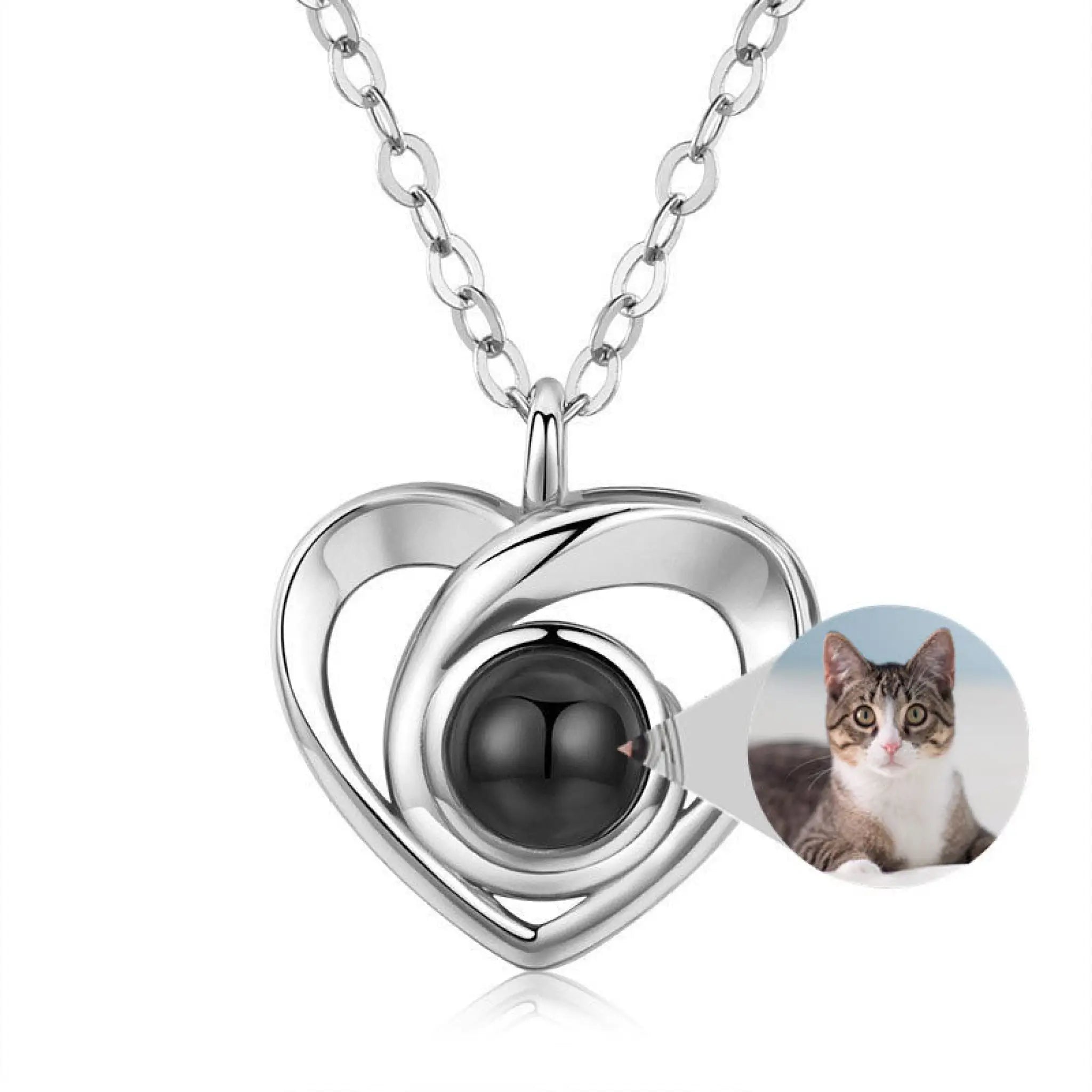 S925 Silver Romantic Photo Projection Necklace Heart Shaped Pendant Necklace - 7