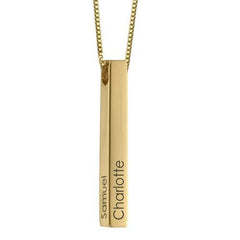 S925 Sterling Silver Couple Name Silver Bar Necklace - Gold - Name Bar Necklace