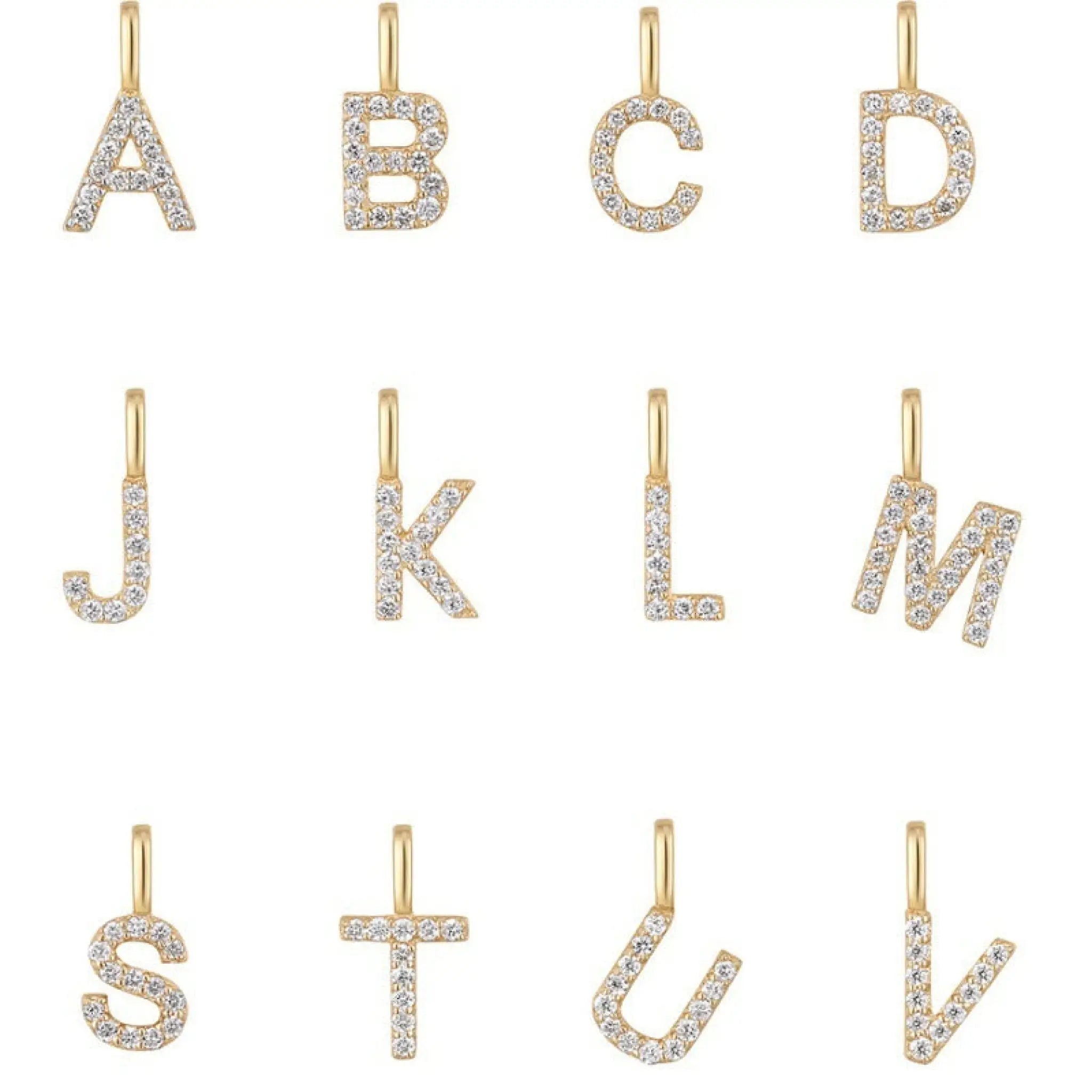 S925 Sterling Silver Plated 14K Gold Necklace Pendant Cute Mini English Letter Name Pendant Couple - White Gold Color