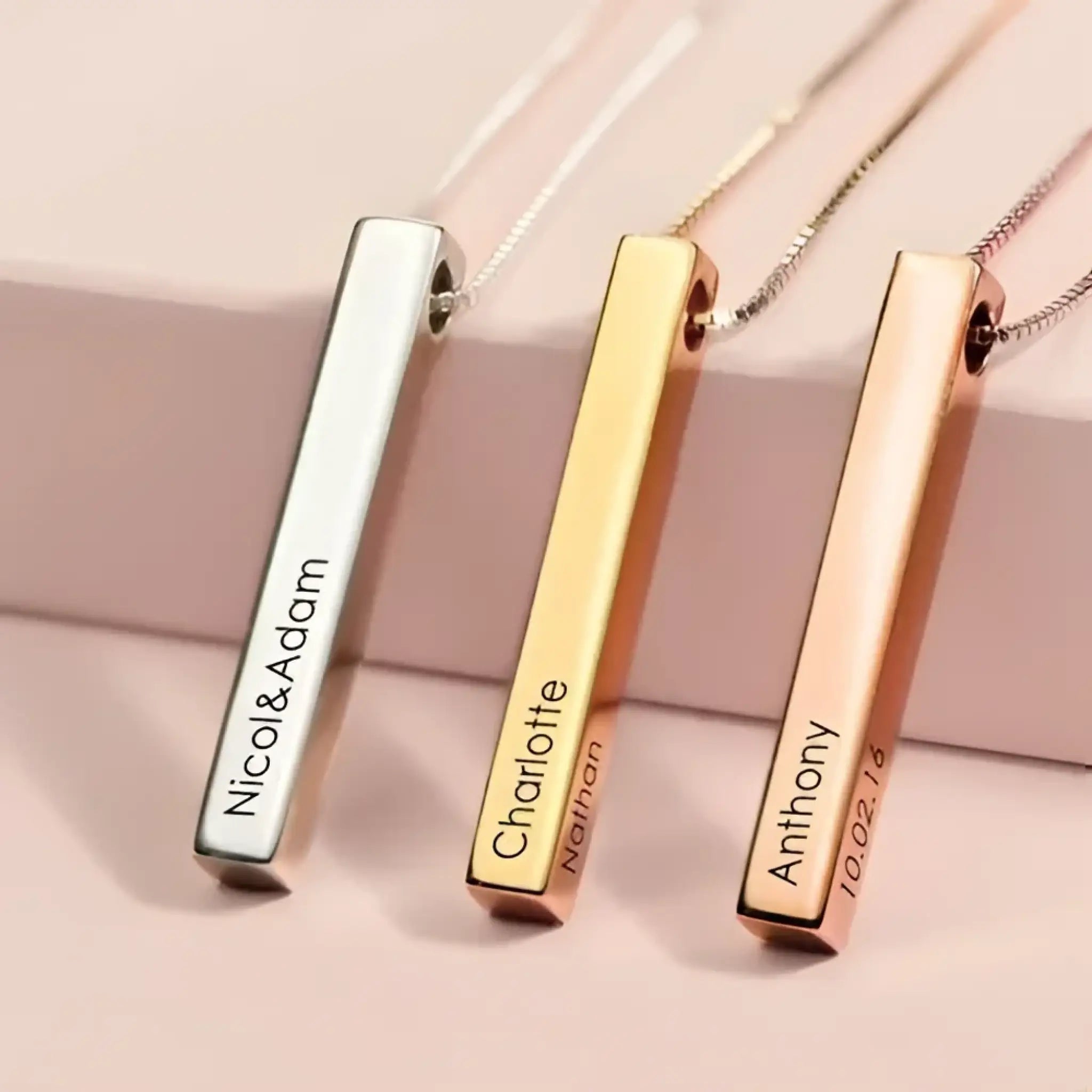 Silver Bar Name Personalized Custom Lettering Necklace - Name Bracelets