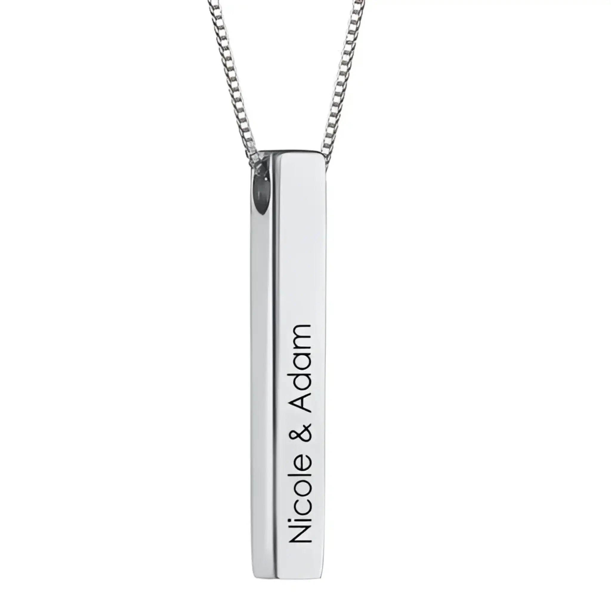 Silver Bar Name Personalized Custom Lettering Necklace - White gold - Name Bracelets