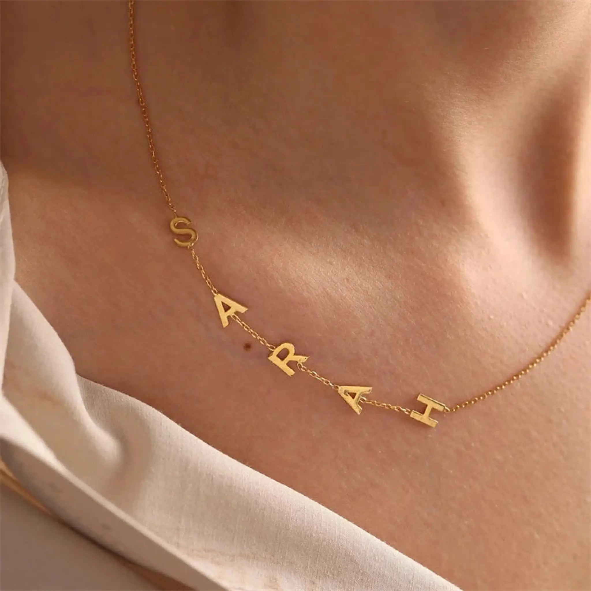 Silver Center Letter Necklace By Caitlyn Minimalist Sideways Initial Necklace Minimalist Name Necklace Perfect Gift