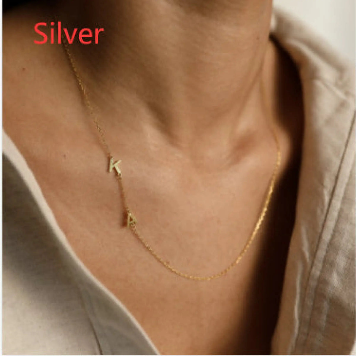 Silver Center Letter Necklace By Caitlyn Minimalist Sideways Initial Necklace Minimalist Name Necklace Perfect Gift