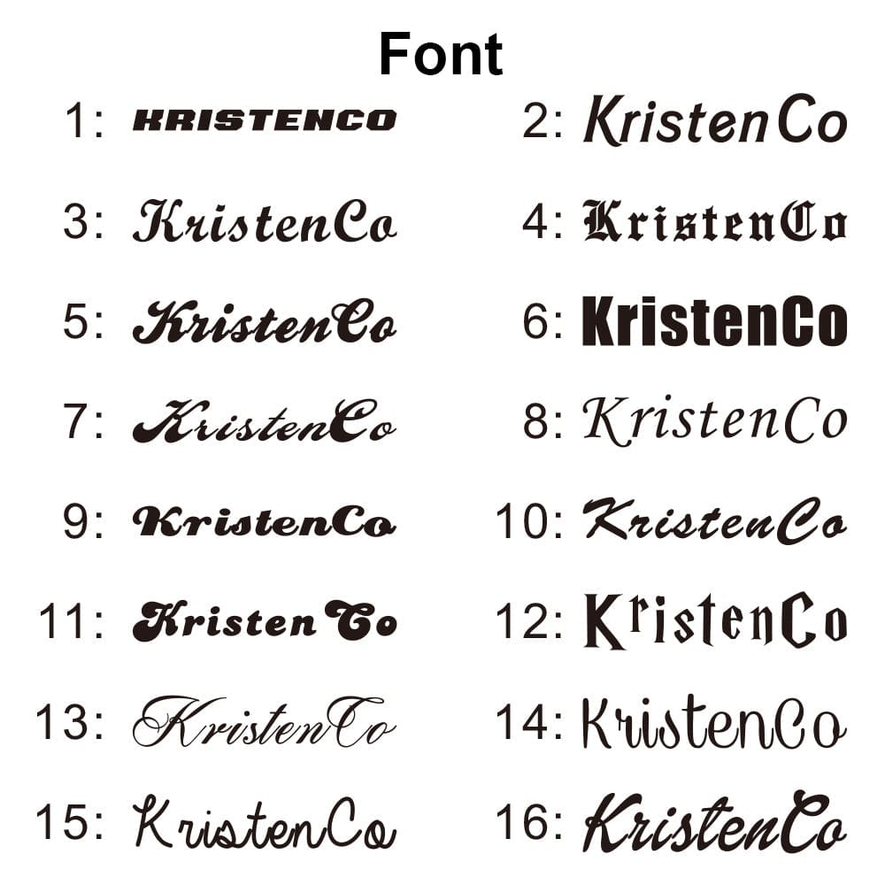 Schriftartbeispiele für silbernen zweifarbigen Ring mit persönlichem Namen, einzeln verpackt, Unisex