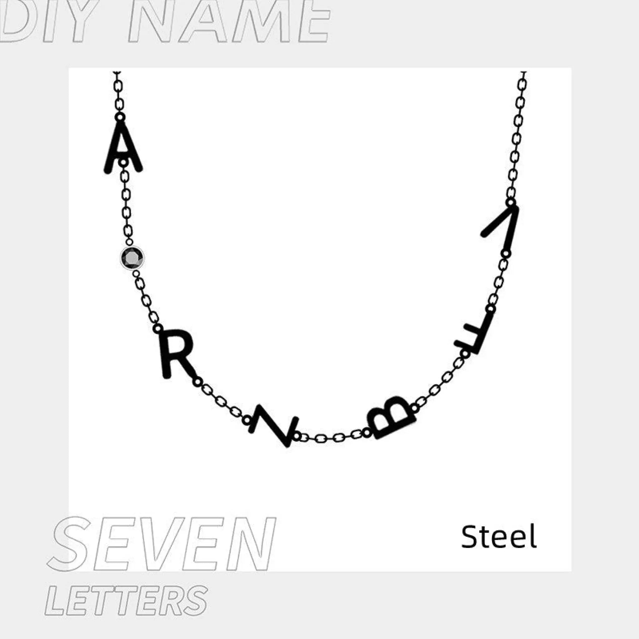 Stainless Steel 26 Alphabet Name Necklace - Steel / 7Letter - 7