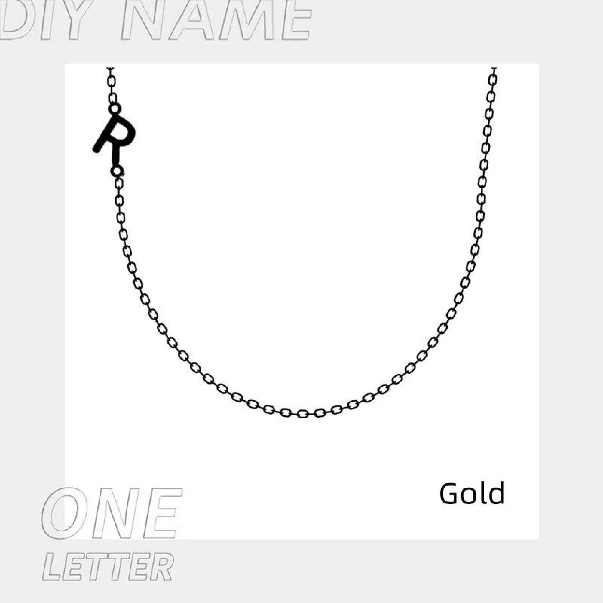 Stainless Steel 26 Alphabet Name Necklace - Gold / 1Letter - 7