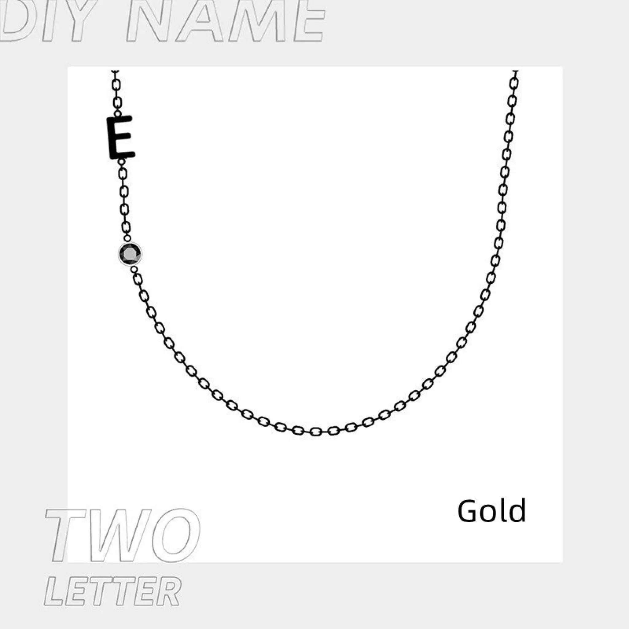 Stainless Steel 26 Alphabet Name Necklace - Gold / 2Letter - 7